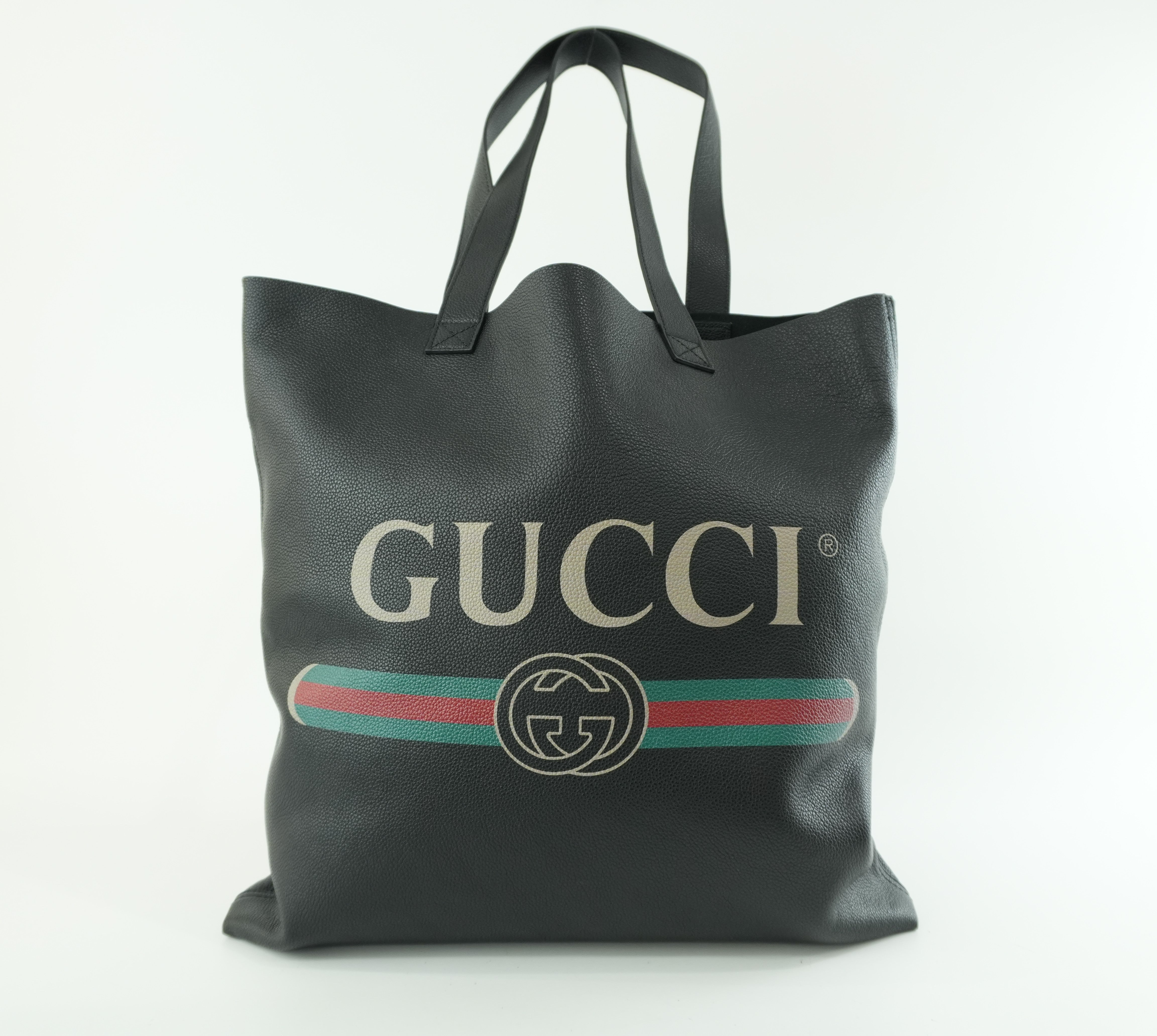 Pre-owned Gucci Canvas Tote Bag Black