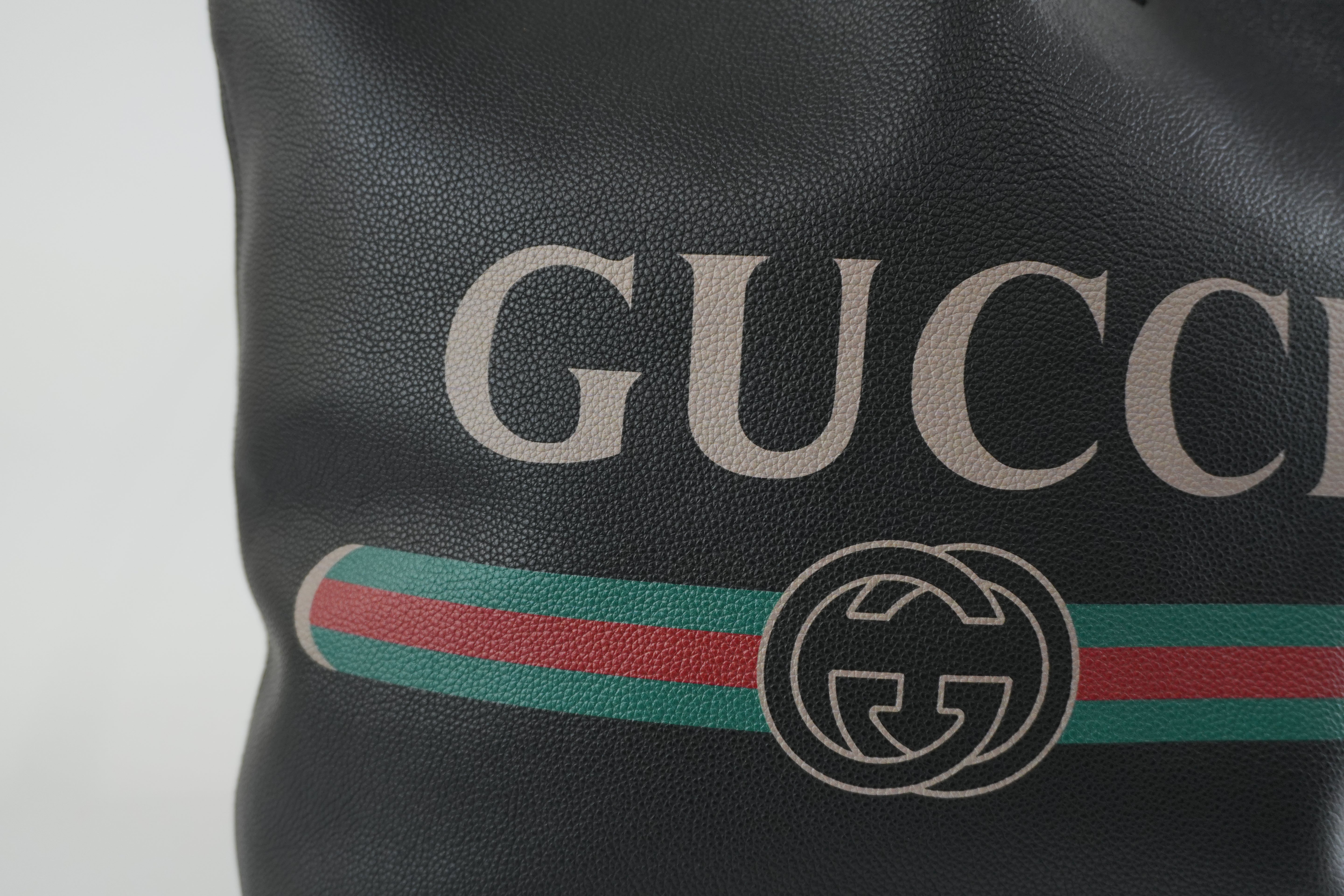 Pre-owned Gucci Canvas Tote Bag Black