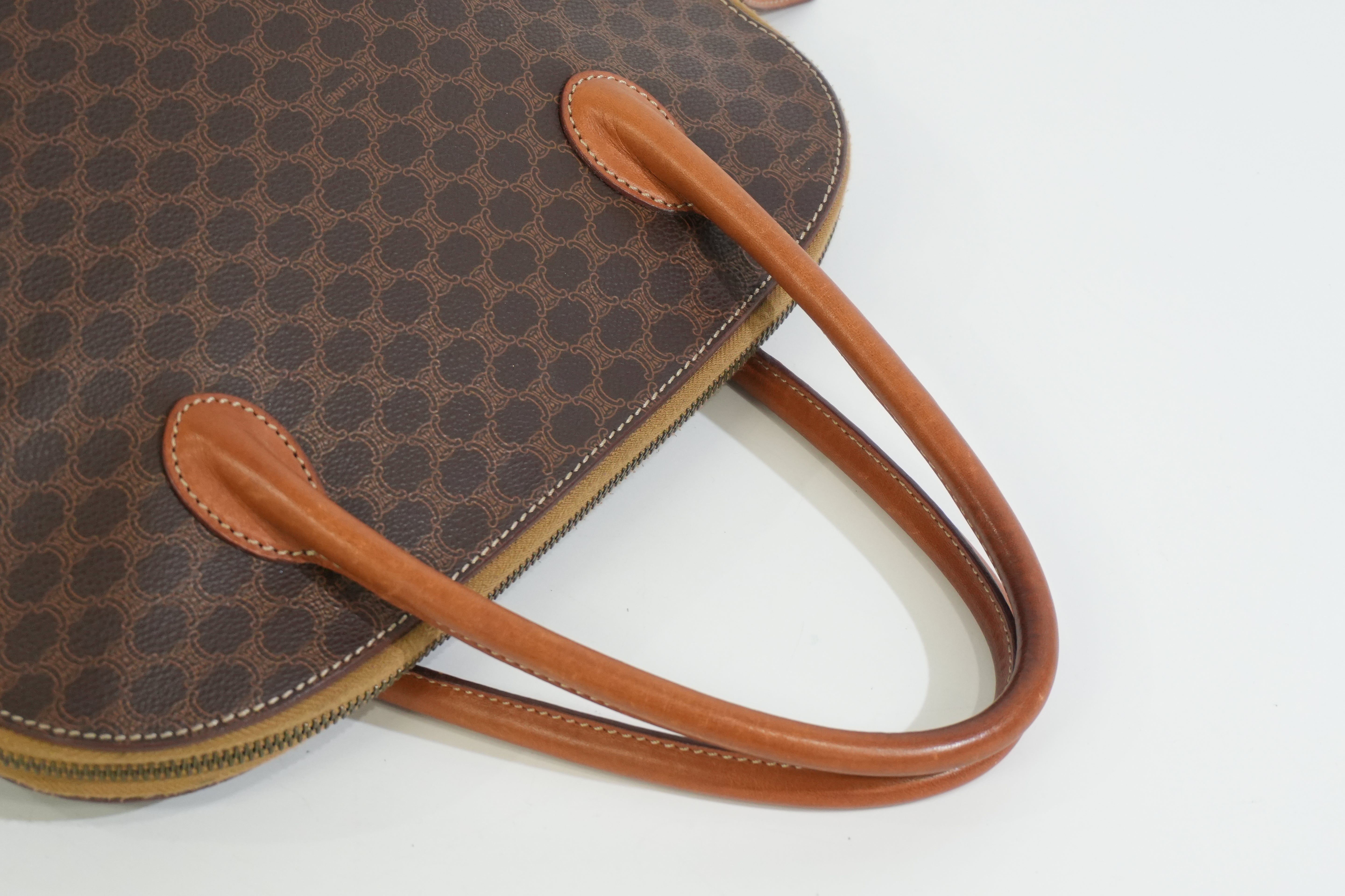 Pre-owned Celine Macadam Top handle Handbag Brown