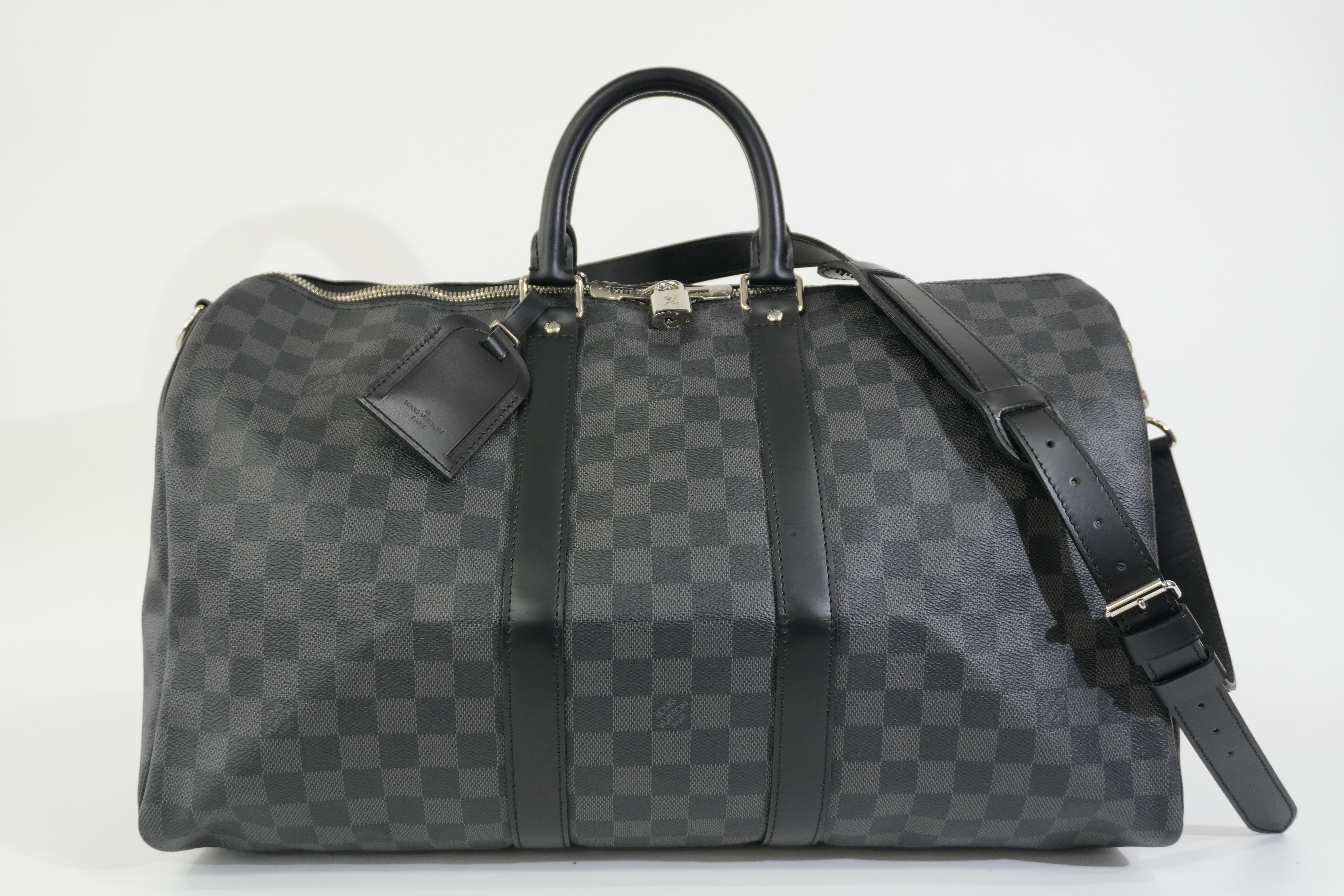 Pre-owned Louis Vuitton Damier Graphite Keepall Bandouliere 45 Travel Bag