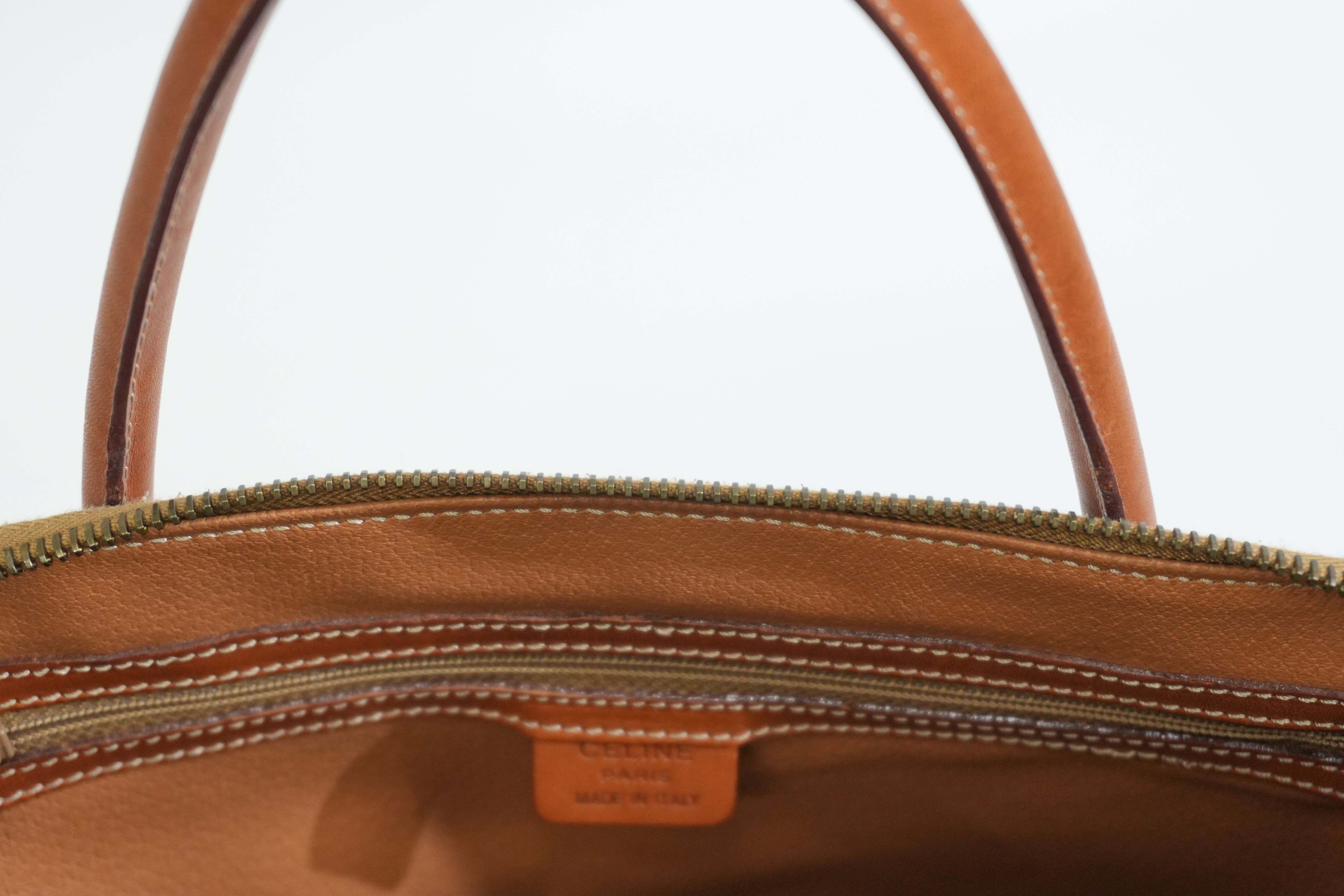 Pre-owned Celine Macadam Top handle Handbag Brown