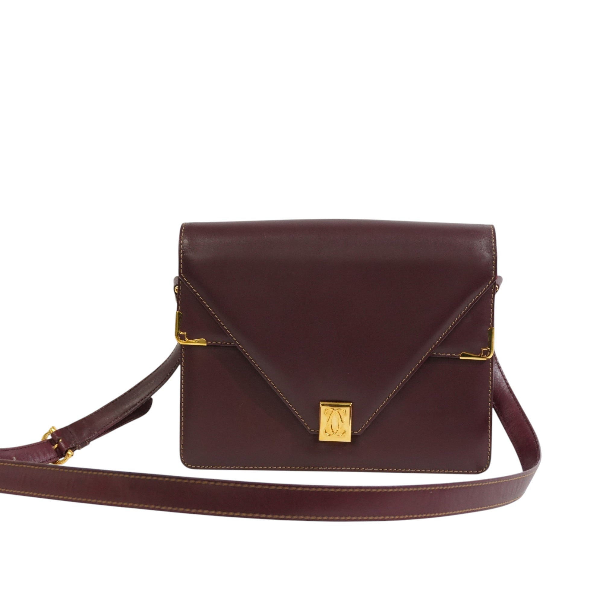 Pre-owned Cartier Crossbody Bag Burgundy