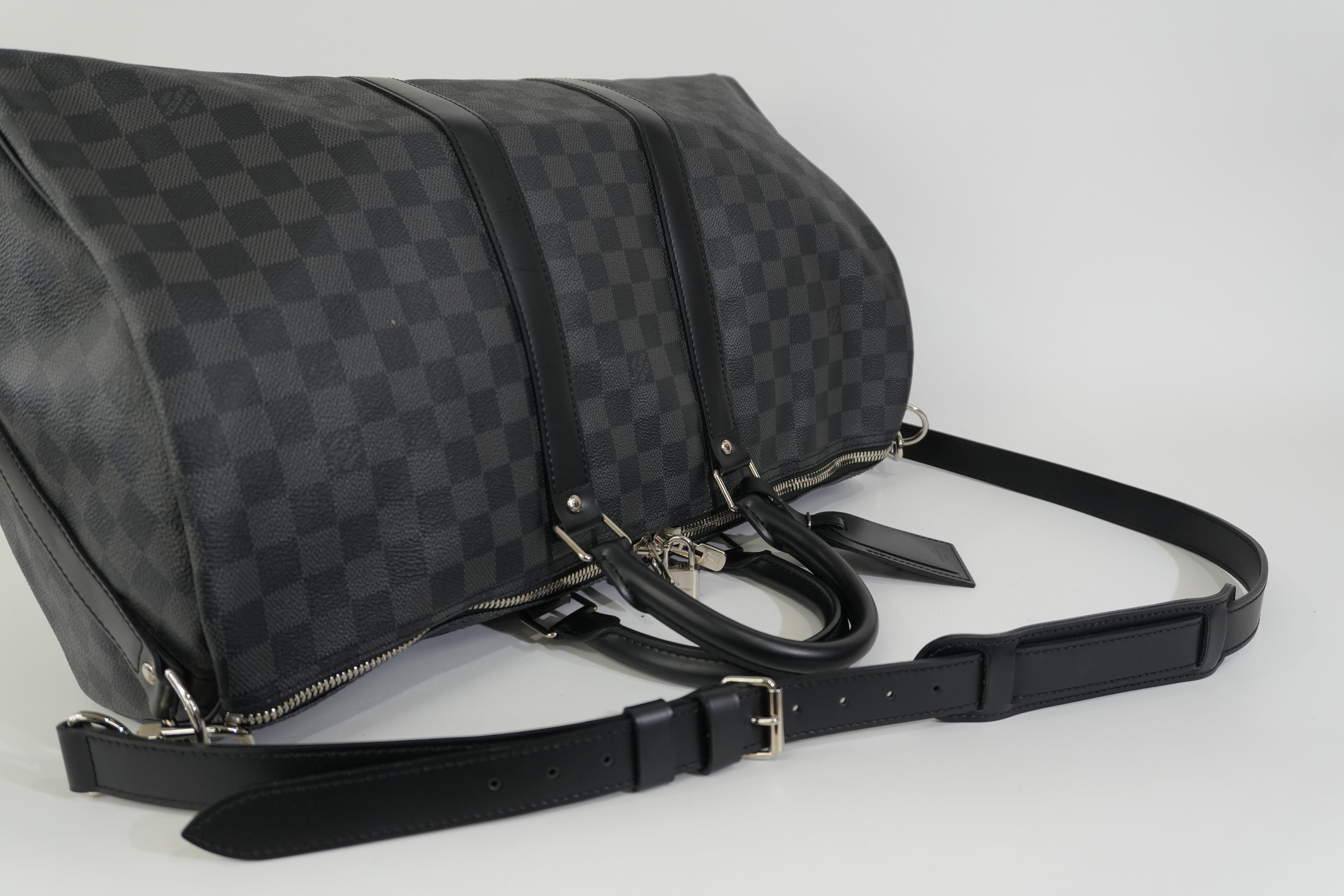 Pre-owned Louis Vuitton Damier Graphite Keepall Bandouliere 45 Travel Bag