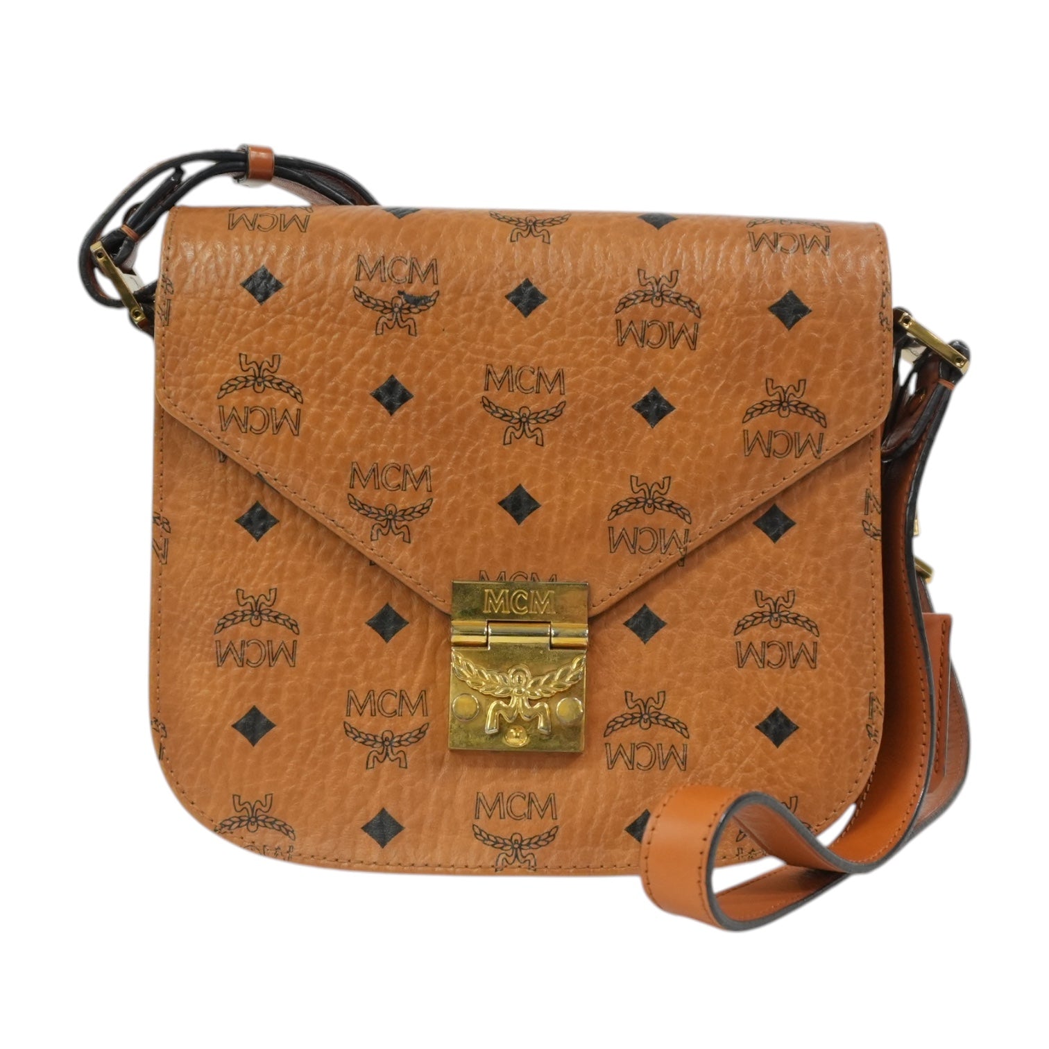 Pre-Owned MCM Visetos Crossbody Cognac