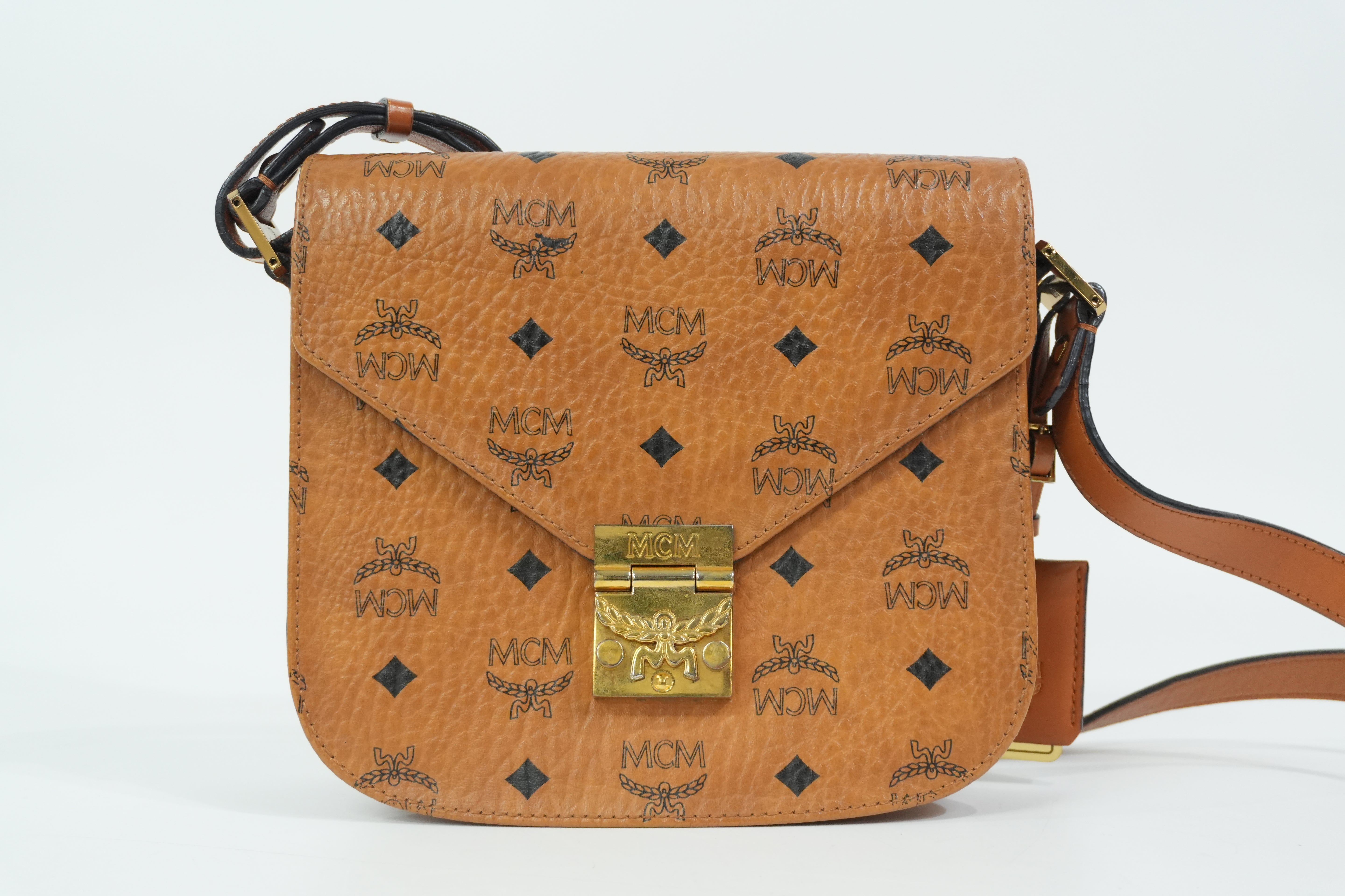 Pre-Owned MCM Visetos Crossbody Cognac