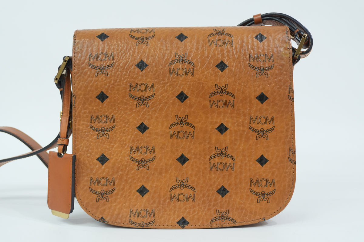 Pre-Owned MCM Visetos Crossbody Cognac
