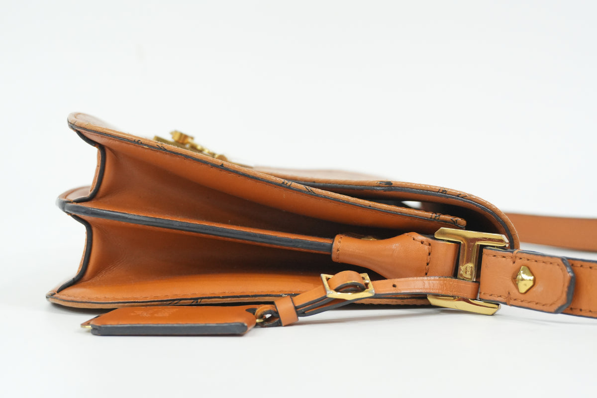 Pre-Owned MCM Visetos Crossbody Cognac