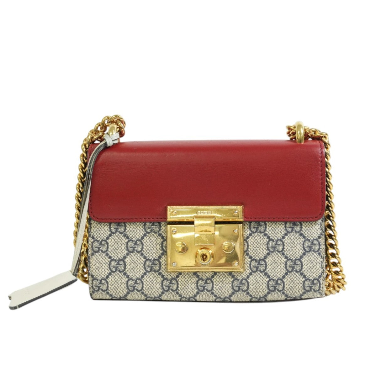 Pre-owned Gucci Padlock Small Chain Shoulder Bag Red