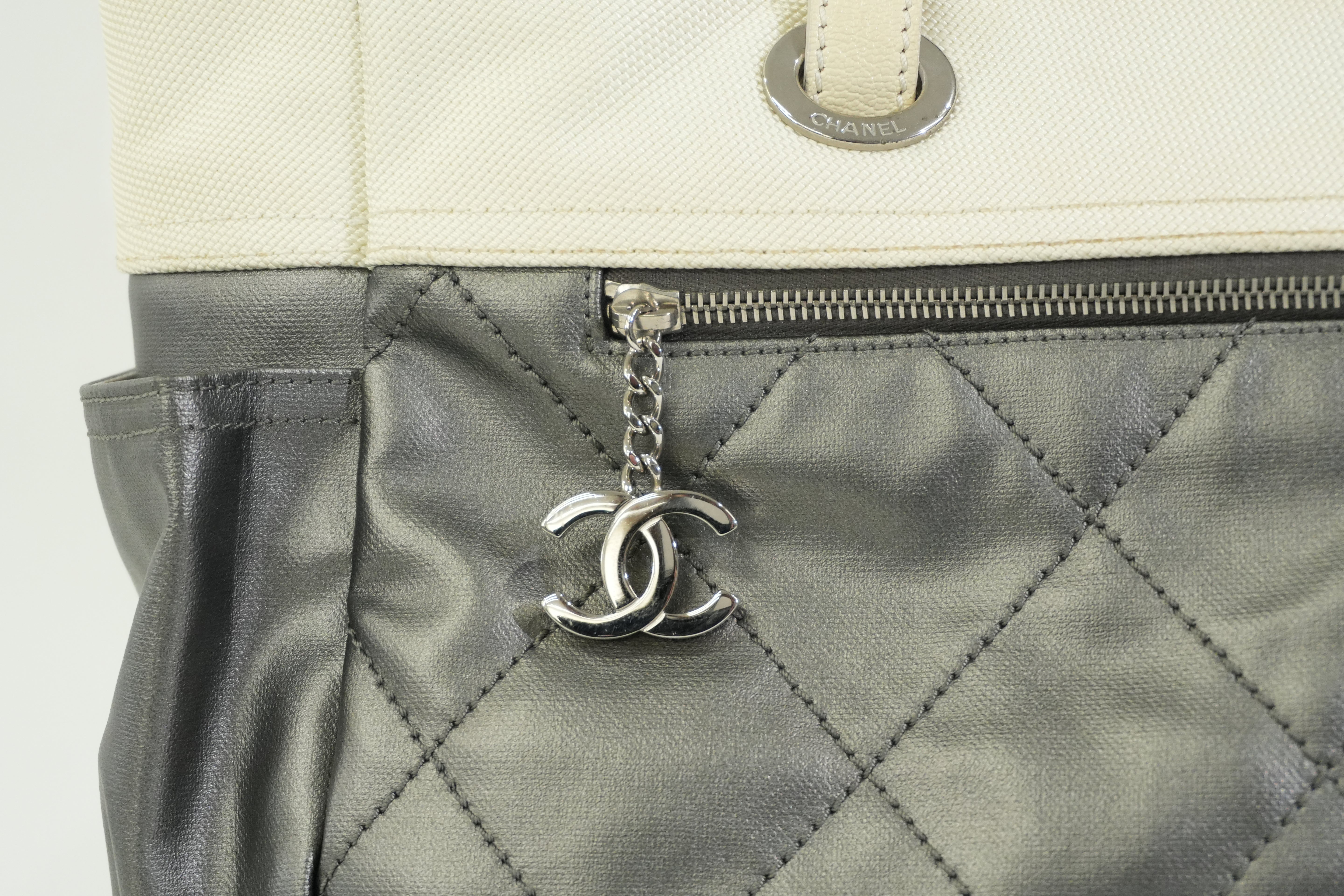 Pre-owned Chanel Paris Biarritz Tote Bag Silver