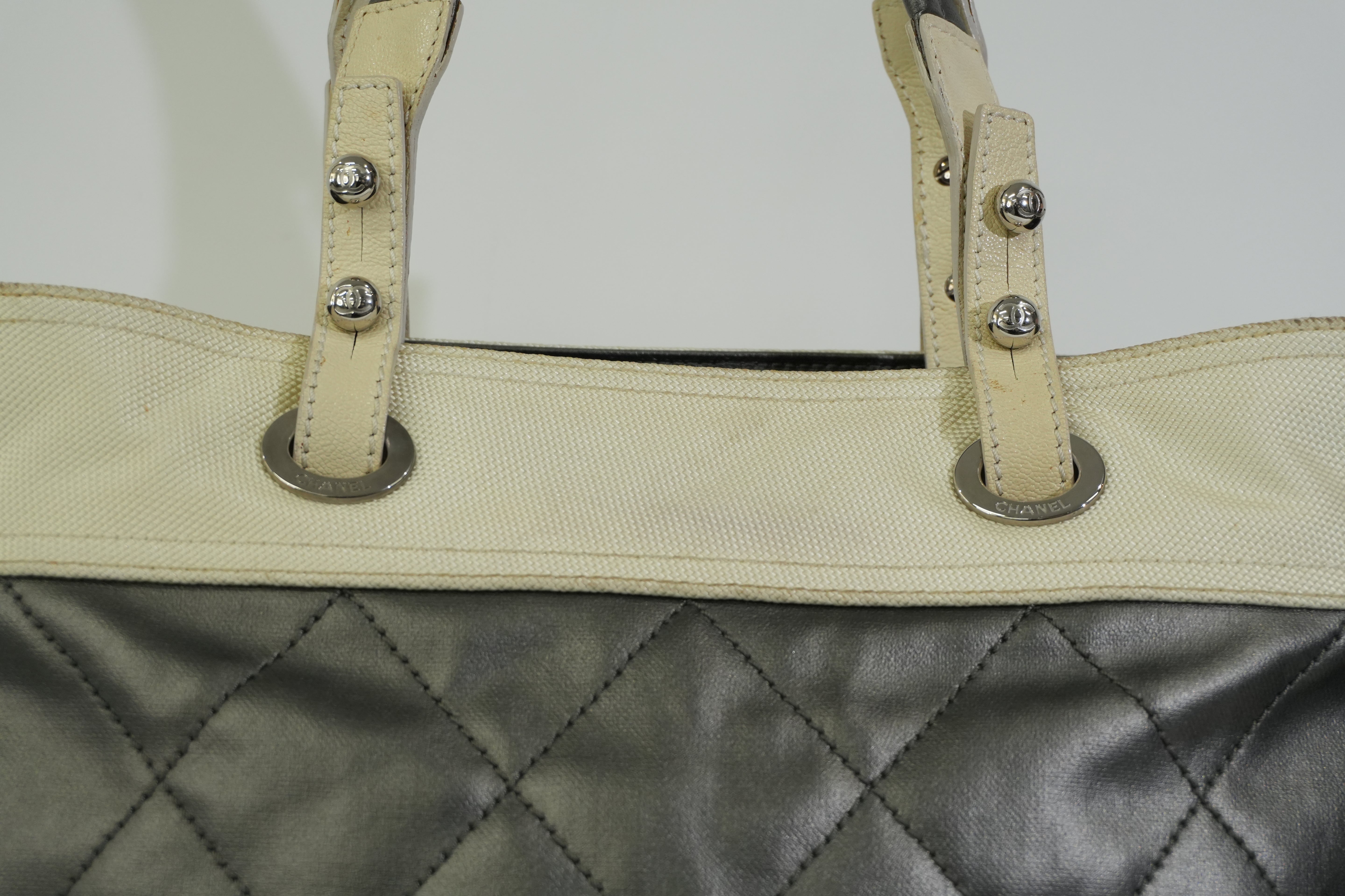 Pre-owned Chanel Paris Biarritz Tote Bag Silver