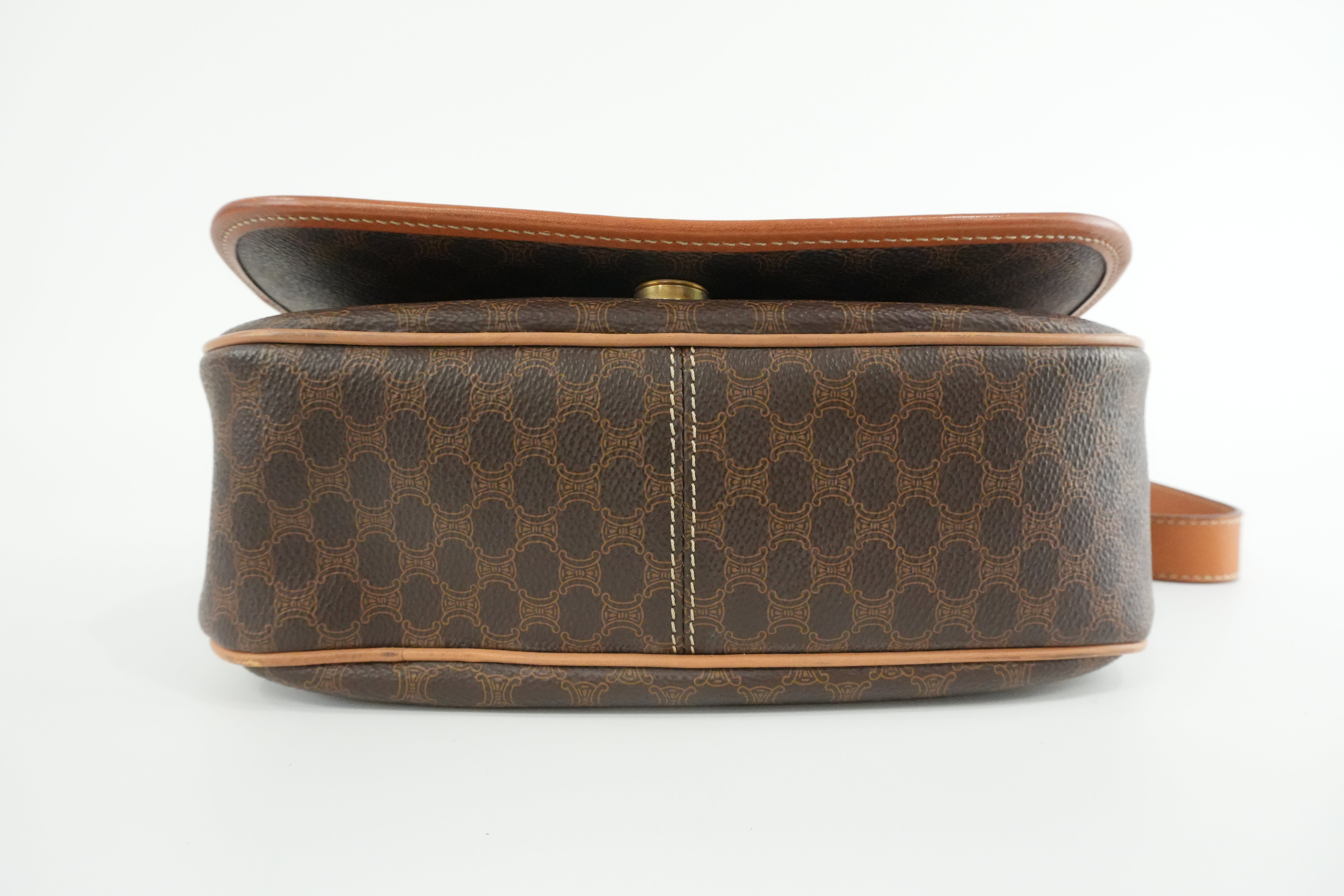 Celine Macadam Crossbody Bag Brown Used