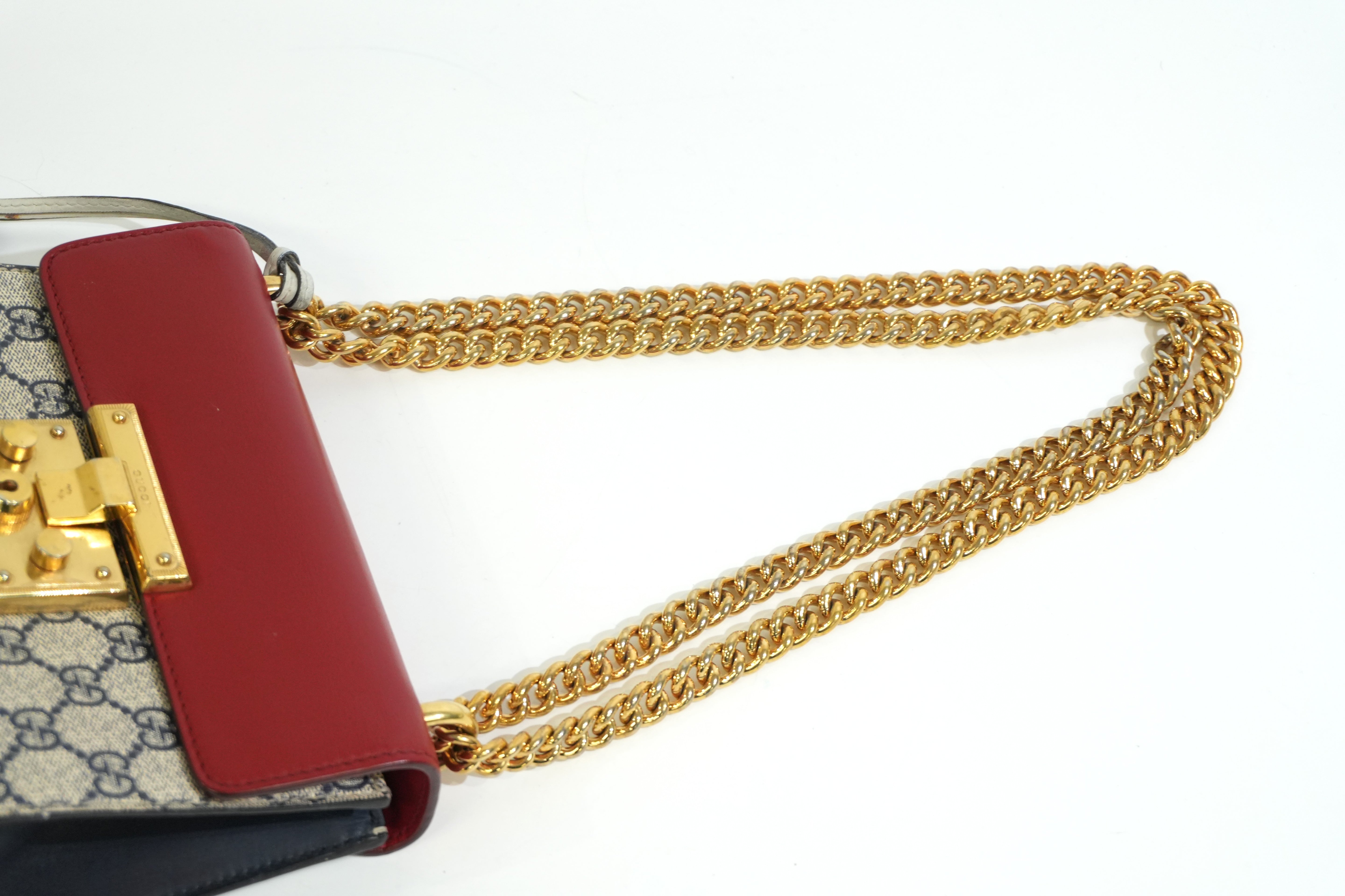 Pre-owned Gucci Padlock Small Chain Shoulder Bag Red