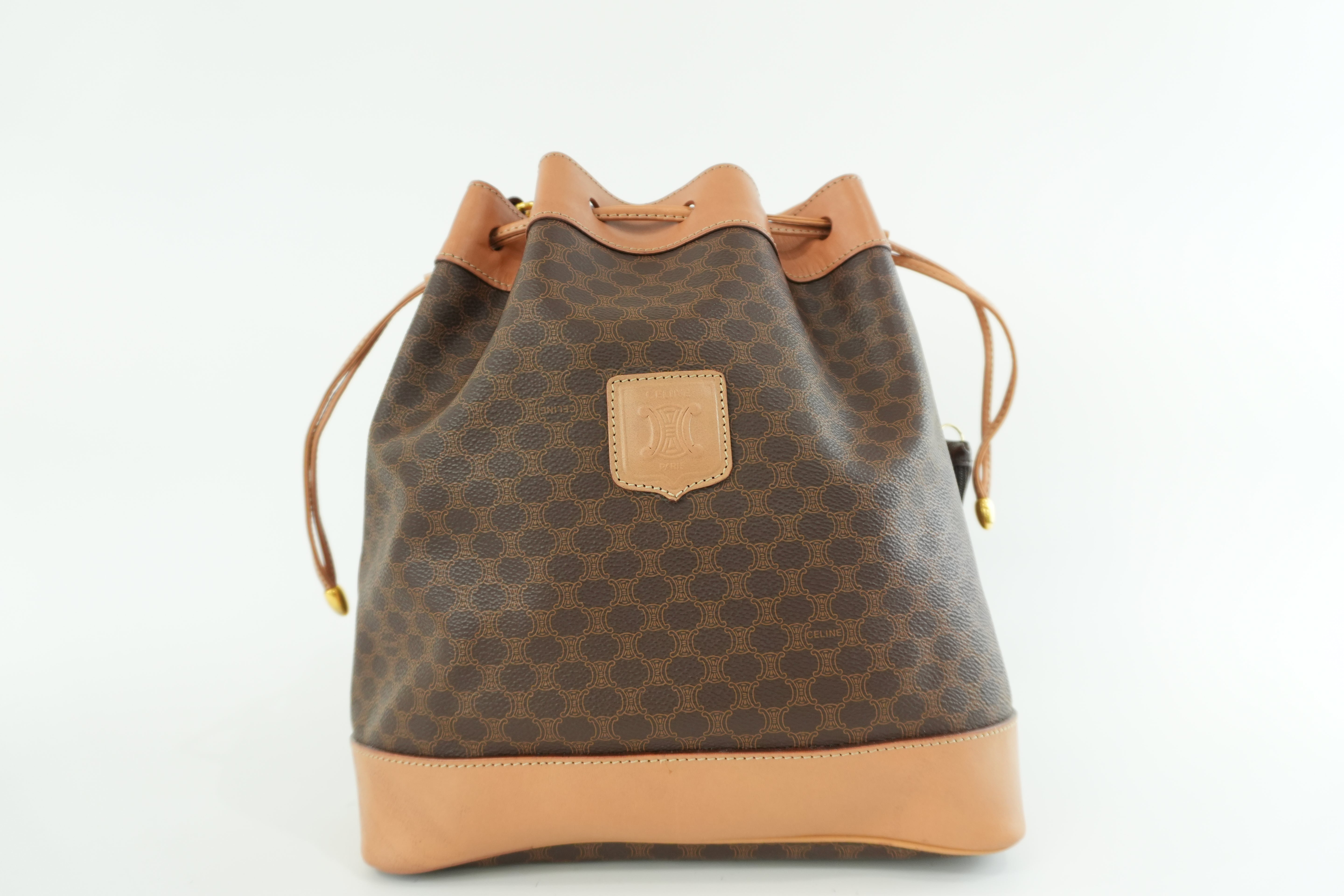 Celine Macadam Bucket Shoulder Bag Brown Used