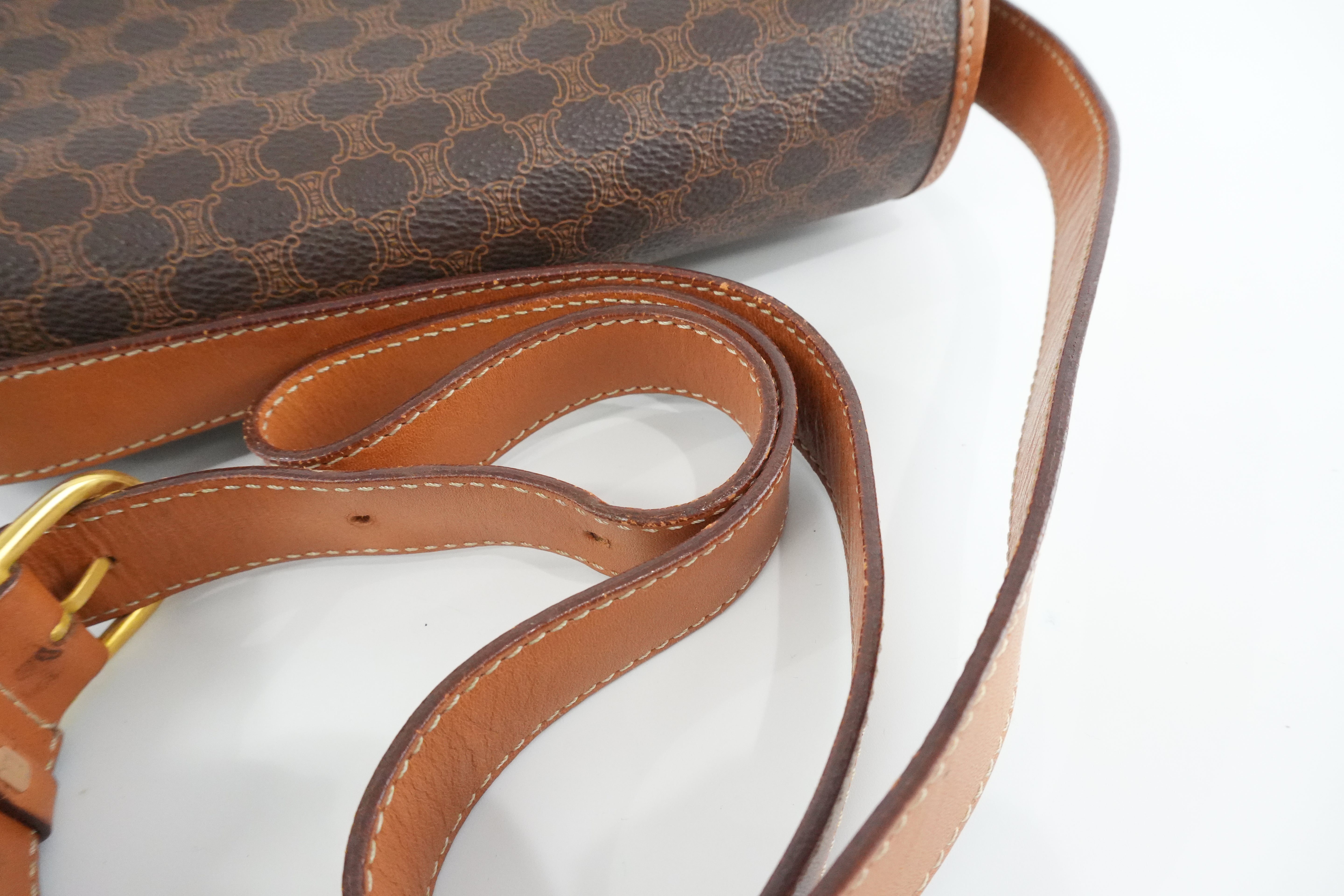 Celine Macadam Crossbody Bag Brown Used