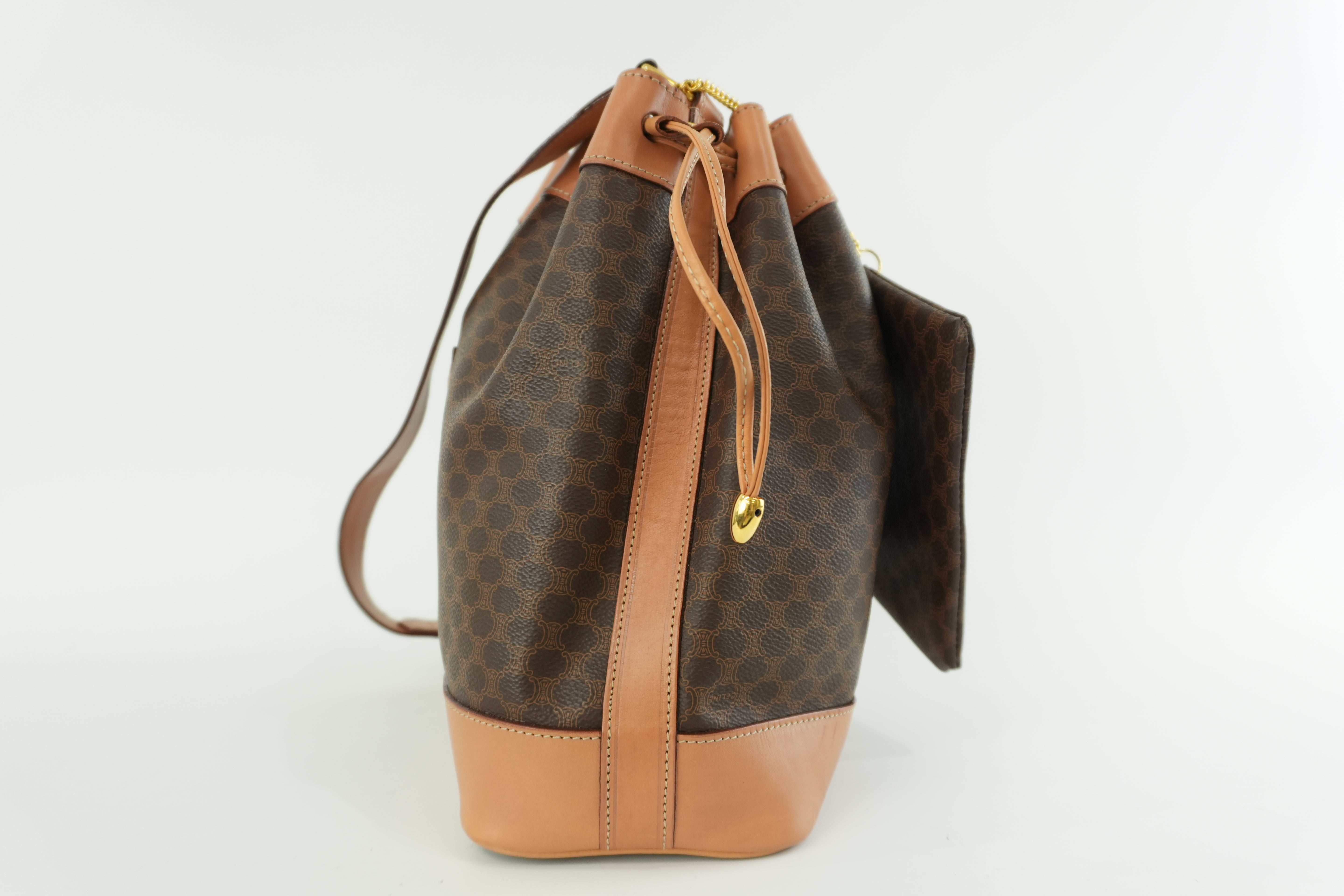 Celine Macadam Bucket Shoulder Bag Brown Used