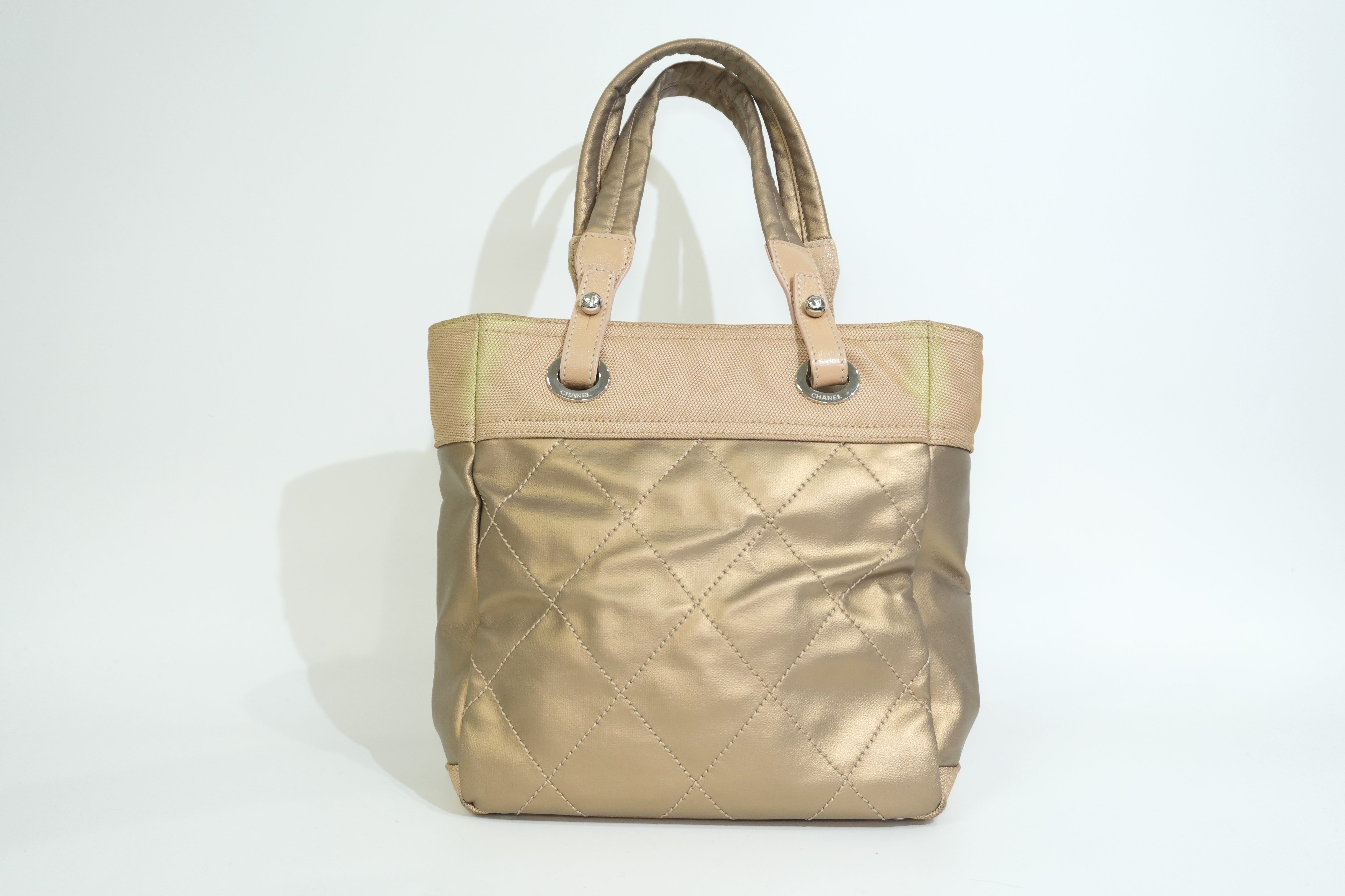 Pre-owned Chanel Paris Biarritz Tote Bag Metallic Gold