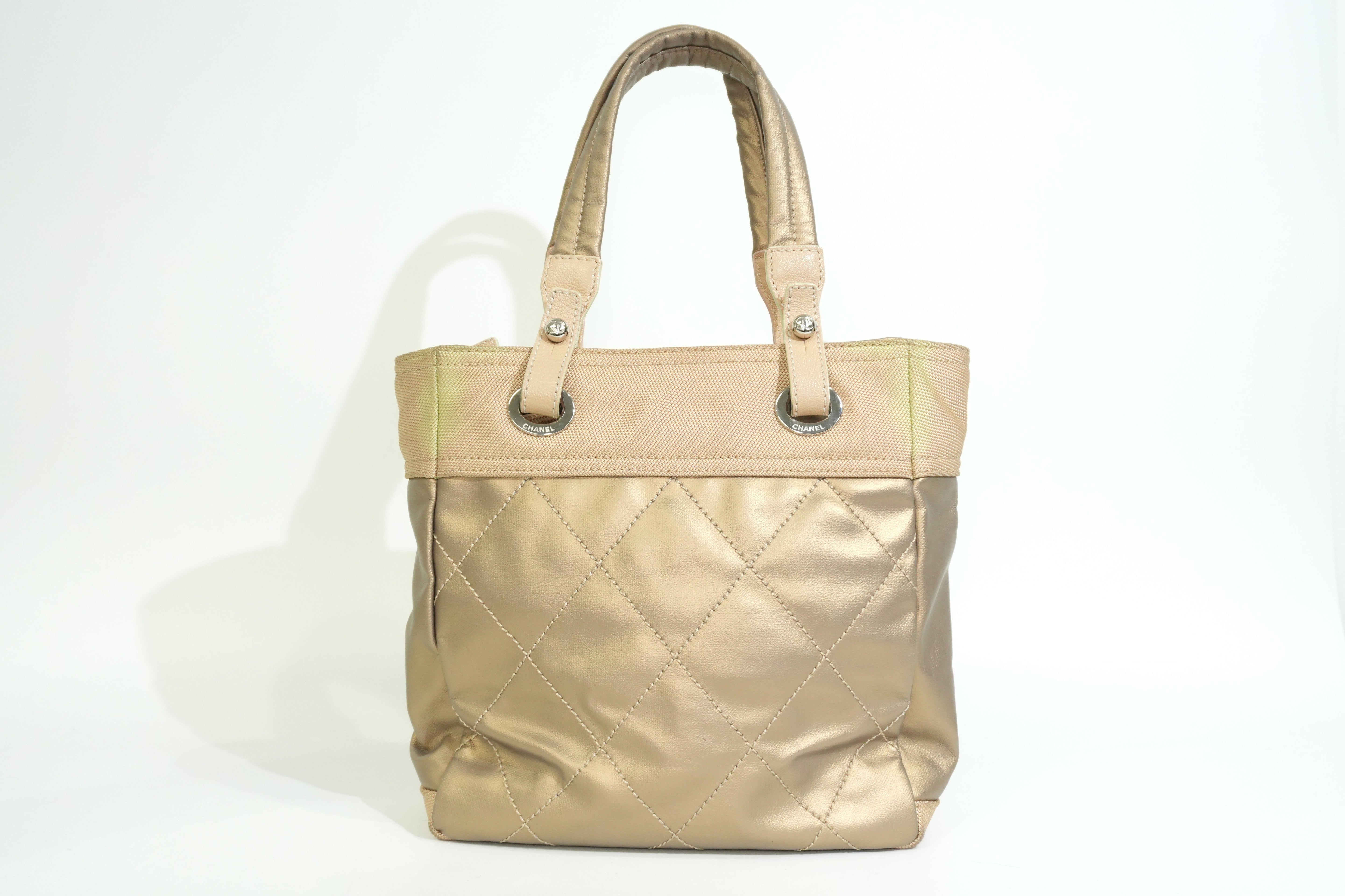 Pre-owned Chanel Paris Biarritz Tote Bag Metallic Gold