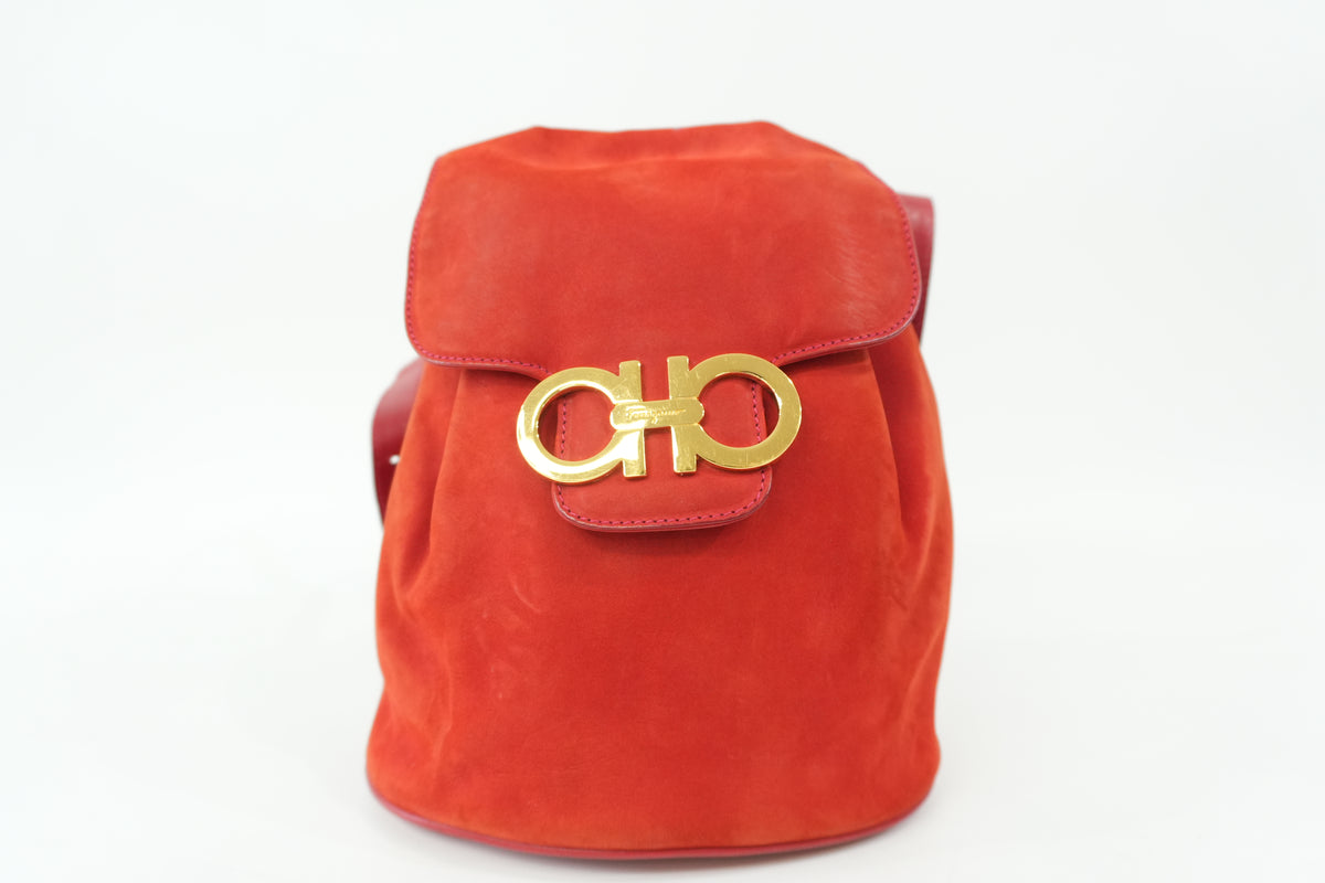 Pre-owned Ferragamo Backpack Red Orange