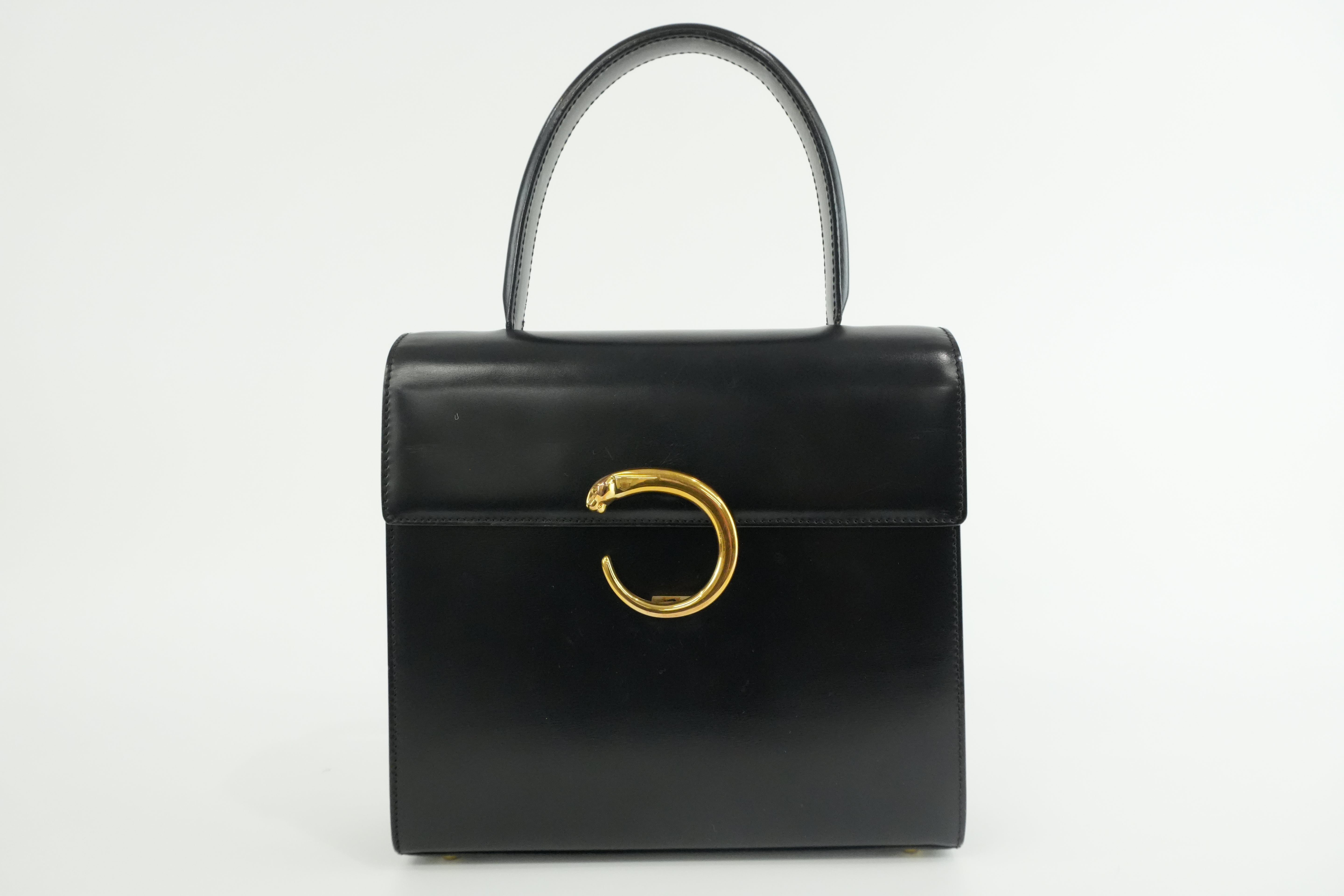 Cartier Panthere Handbag Black Used