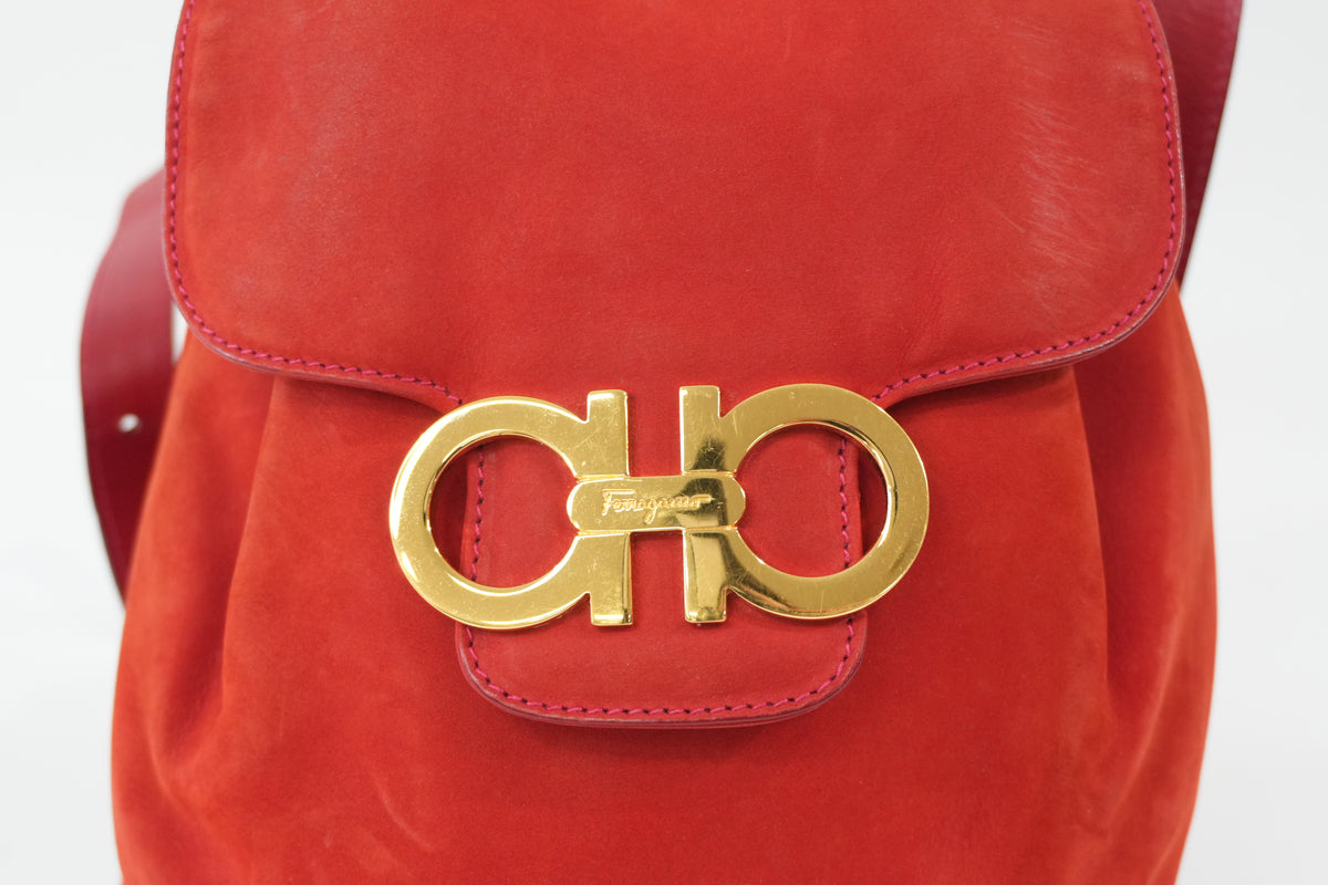 Pre-owned Ferragamo Backpack Red Orange