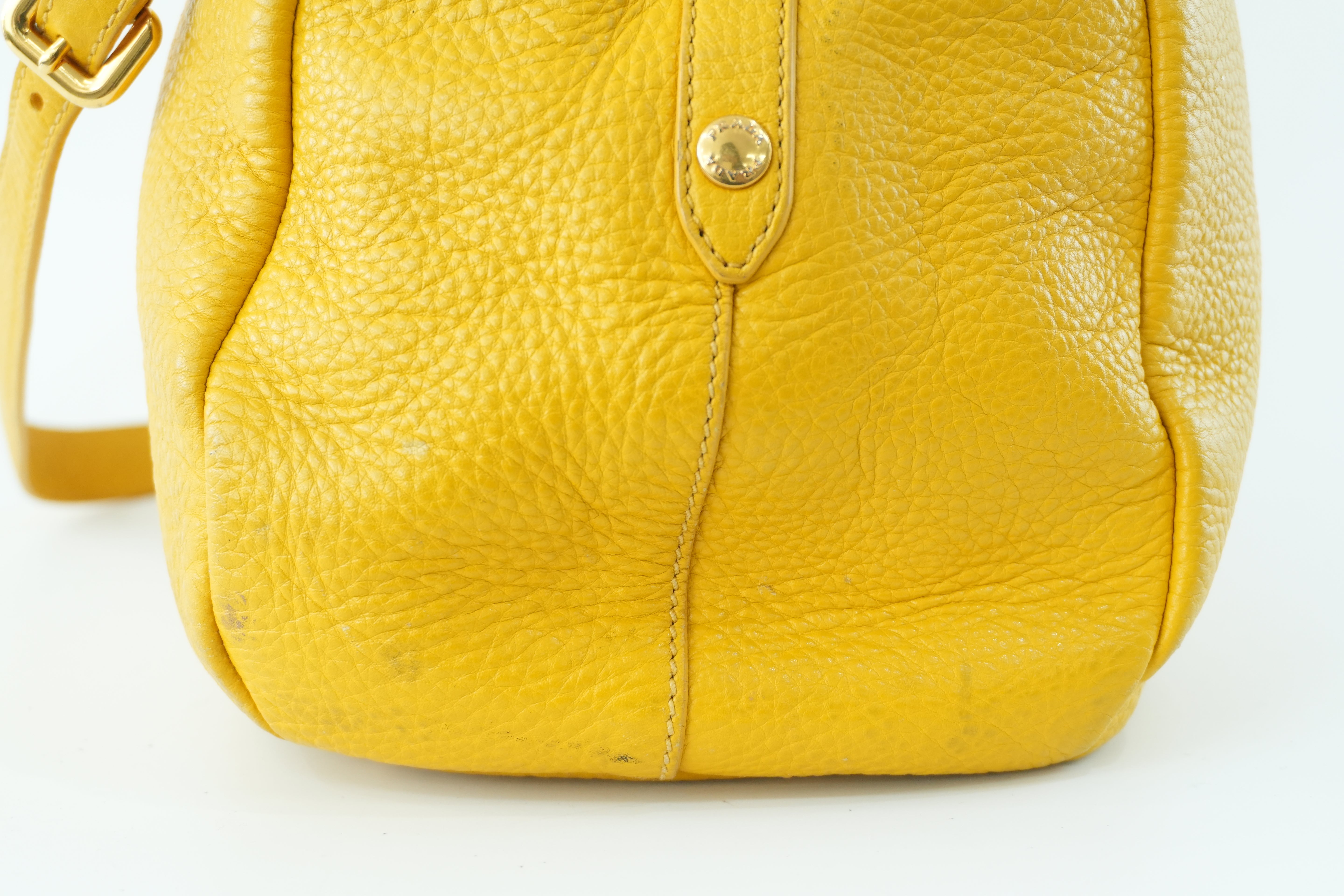 Pre-owned Prada Leather Two Way Shoulder Bag Yellow