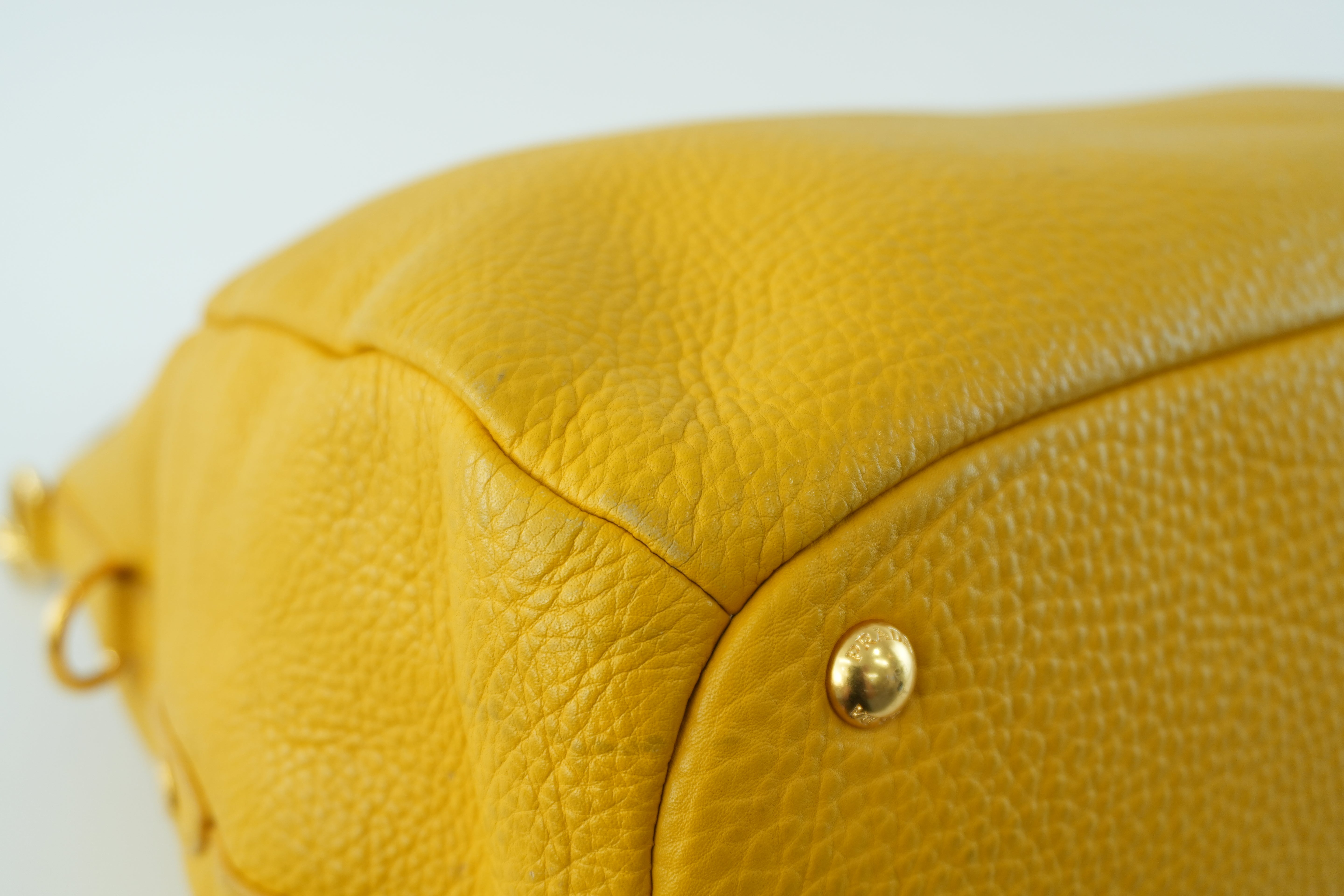 Pre-owned Prada Leather Two Way Shoulder Bag Yellow