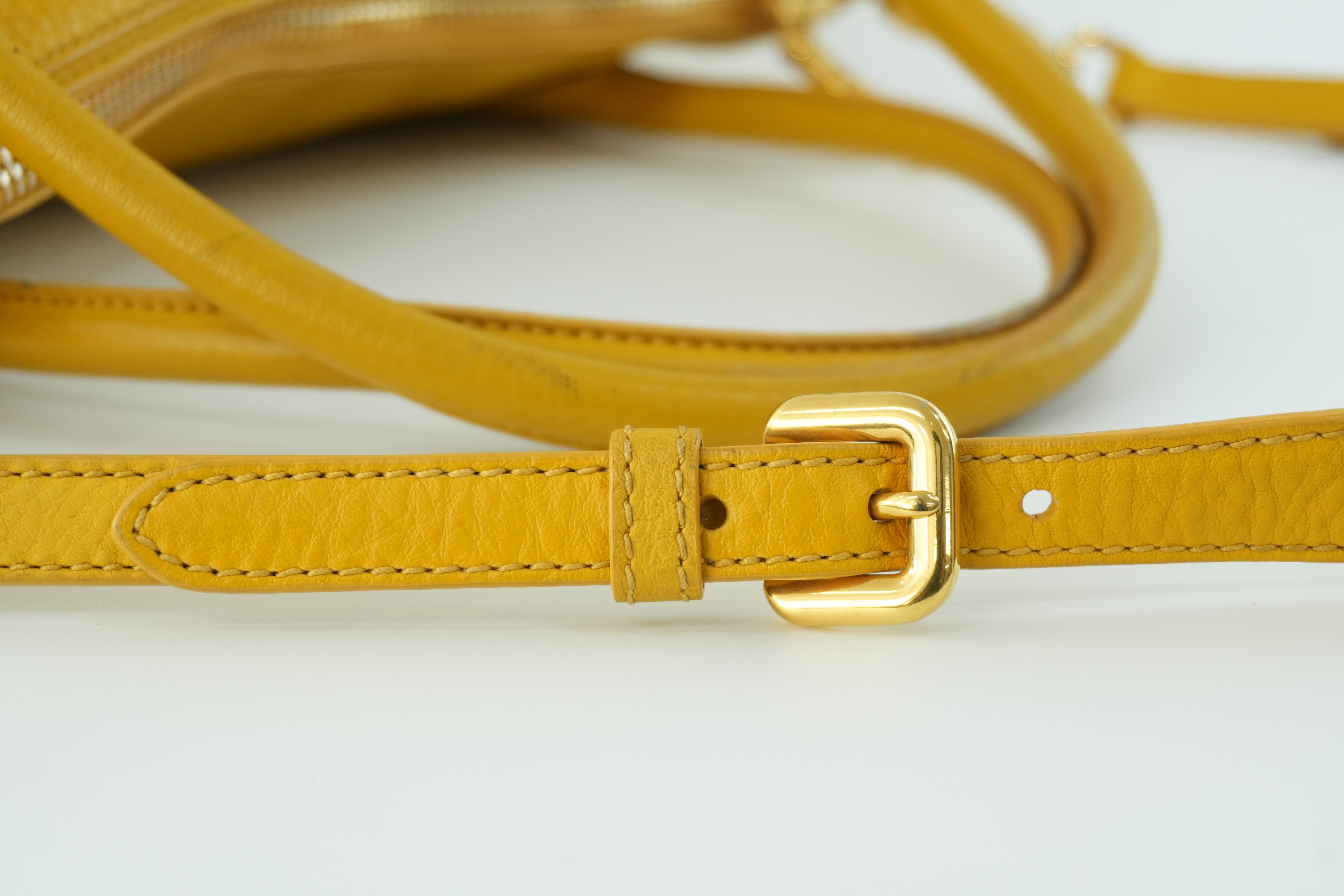 Pre-owned Prada Leather Two Way Shoulder Bag Yellow