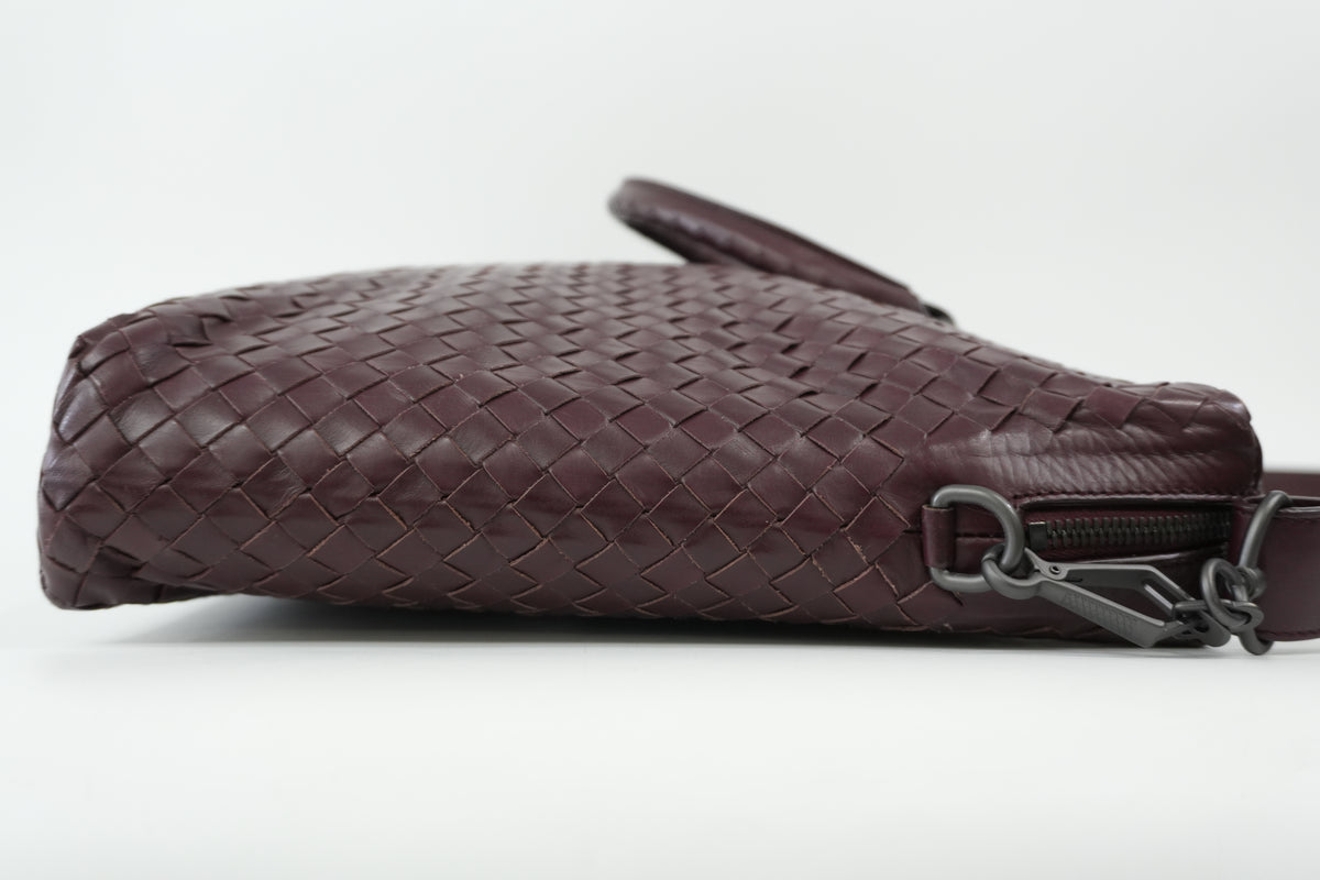 Pre-Owned Bottega Veneta Two-Way Intrecciato Briefcase Burgundy