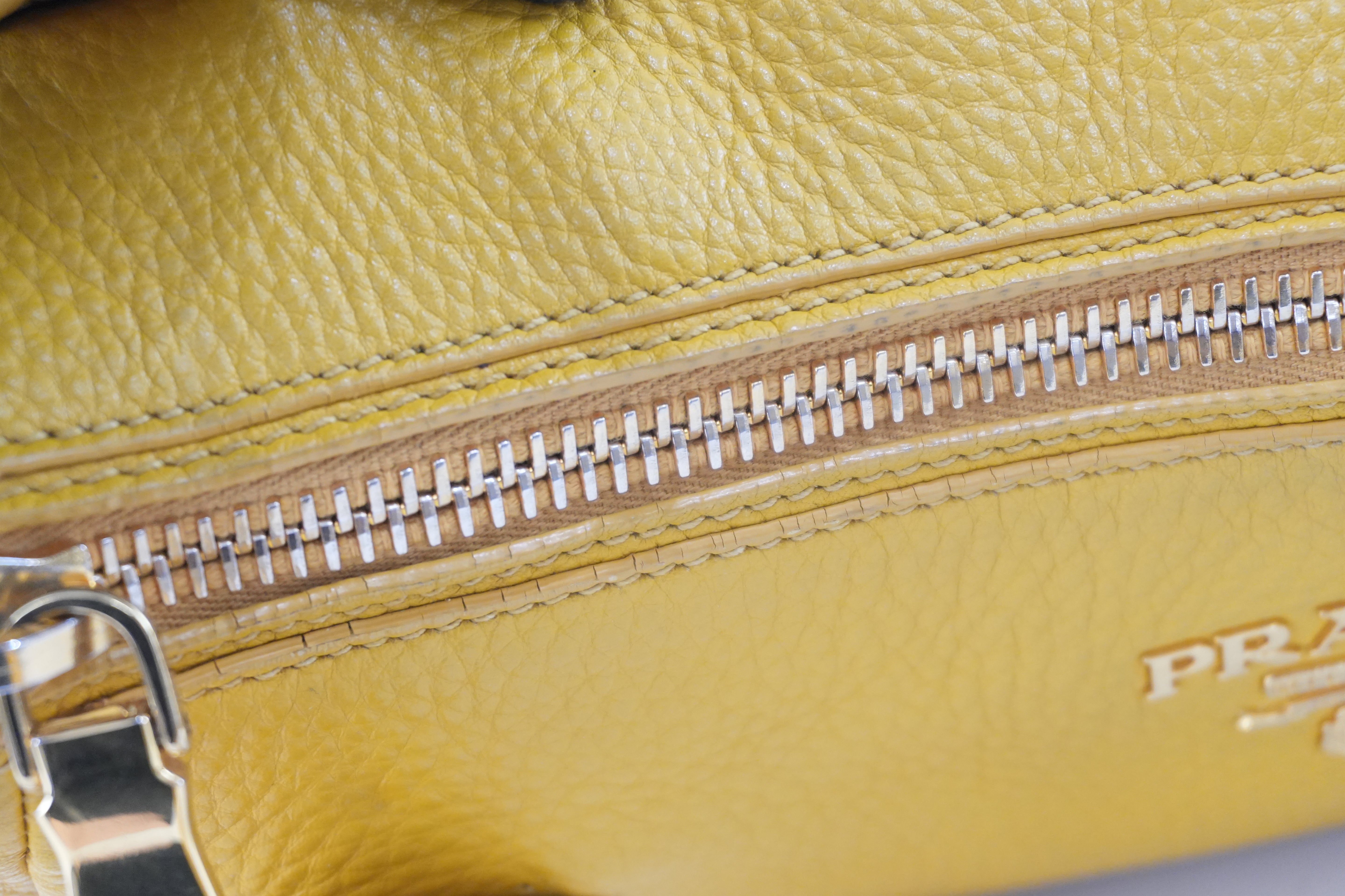 Pre-owned Prada Leather Two Way Shoulder Bag Yellow