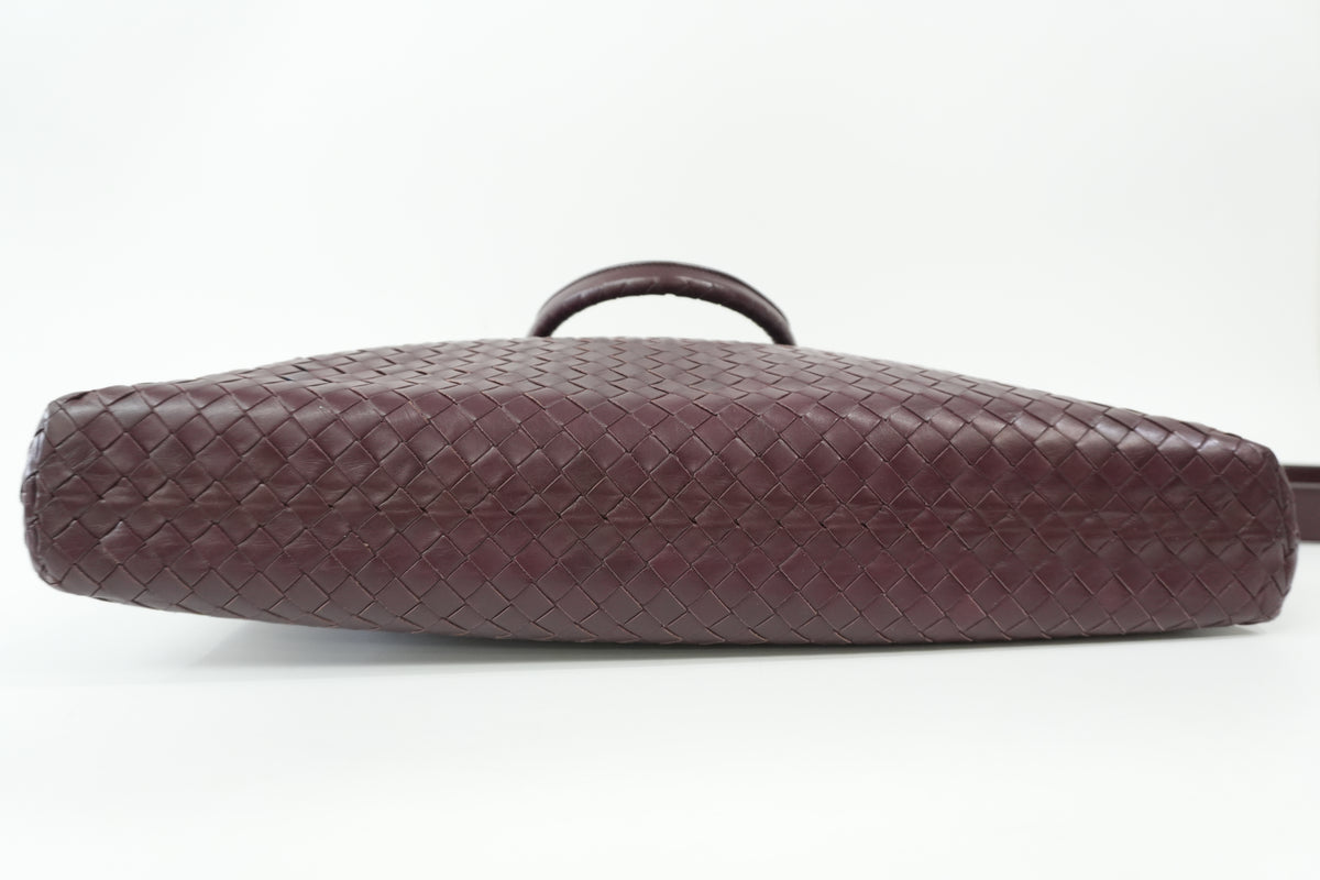 Pre-Owned Bottega Veneta Two-Way Intrecciato Briefcase Burgundy