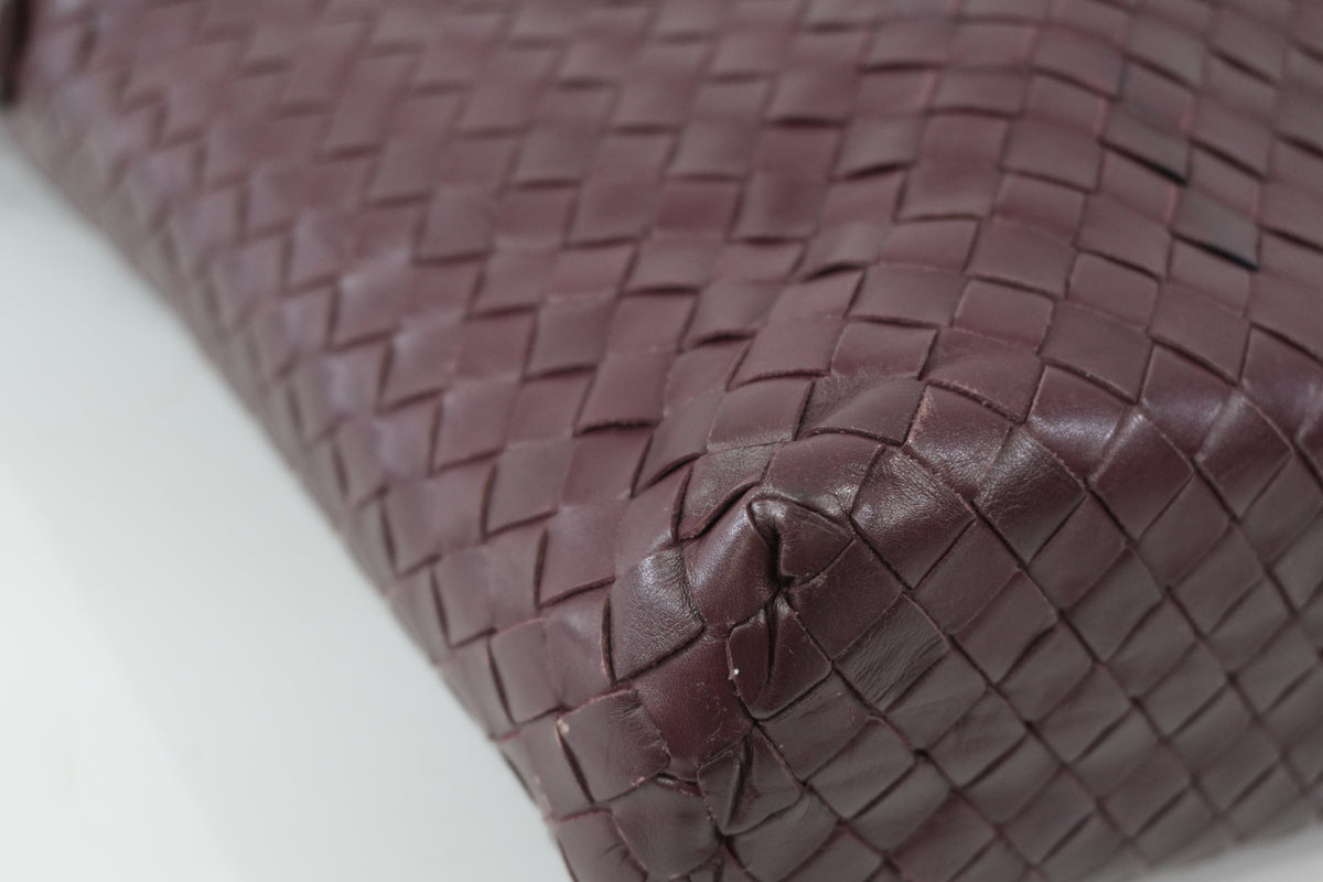 Pre-Owned Bottega Veneta Two-Way Intrecciato Briefcase Burgundy