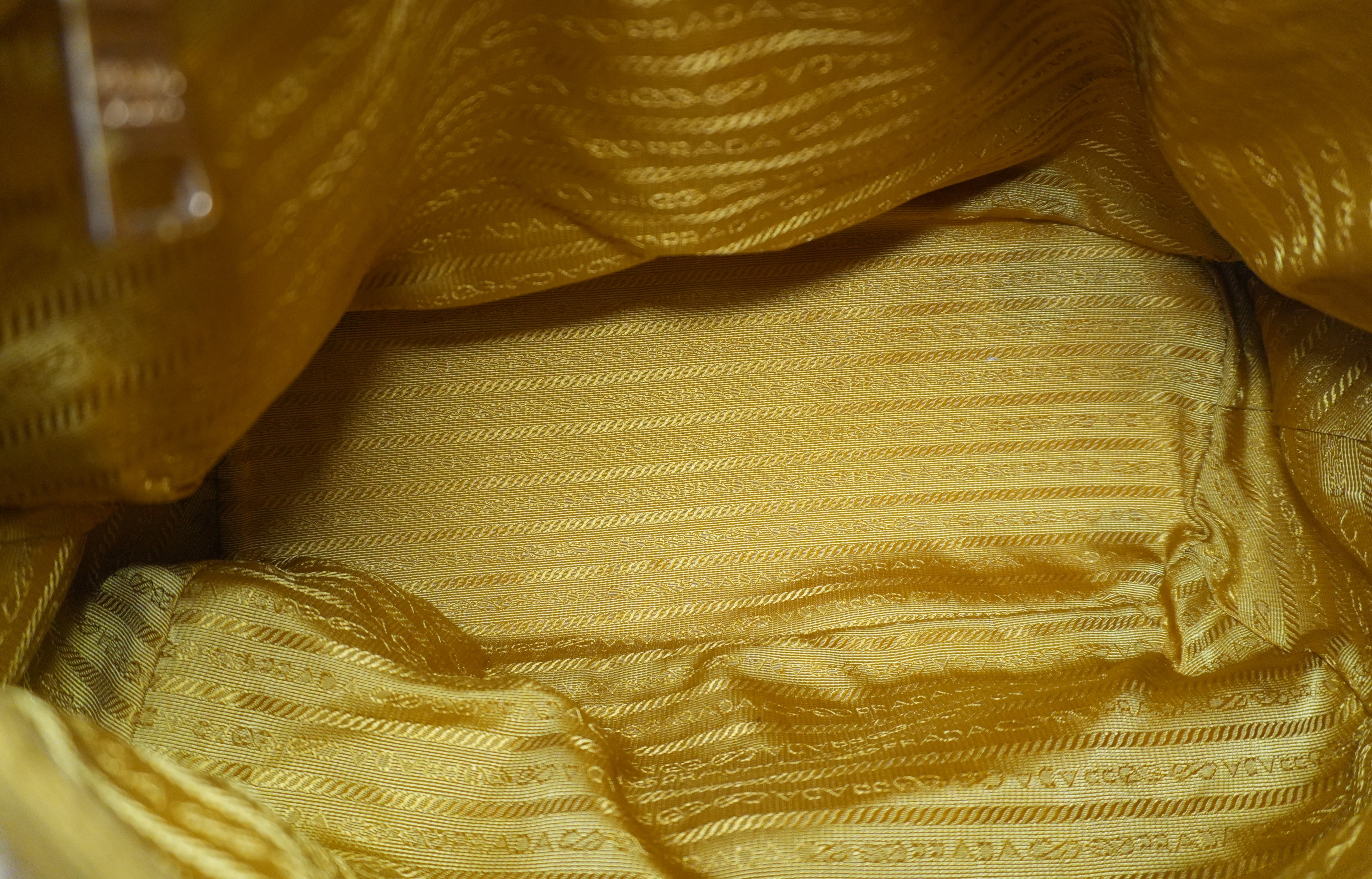 Pre-owned Prada Leather Two Way Shoulder Bag Yellow