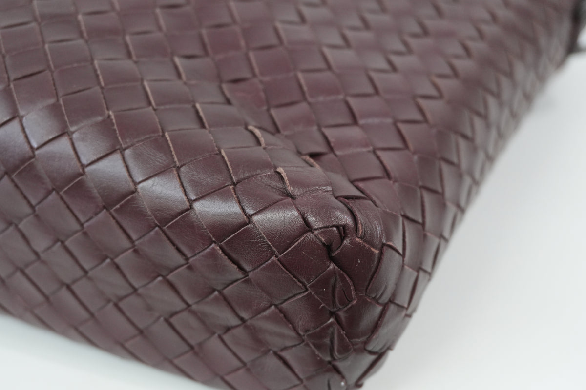 Pre-Owned Bottega Veneta Two-Way Intrecciato Briefcase Burgundy