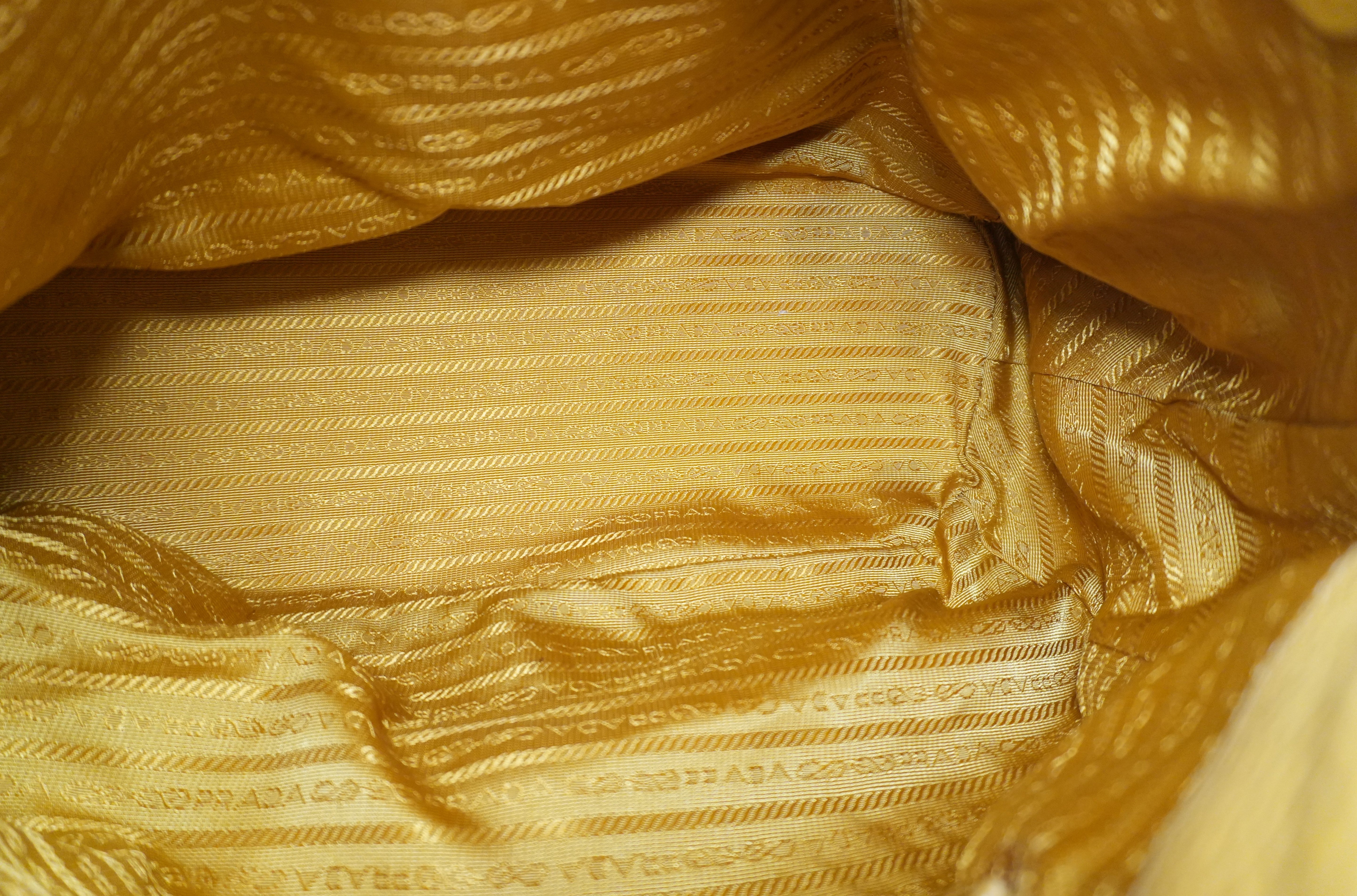 Pre-owned Prada Leather Two Way Shoulder Bag Yellow