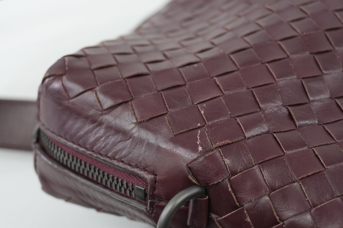 Pre-Owned Bottega Veneta Two-Way Intrecciato Briefcase Burgundy