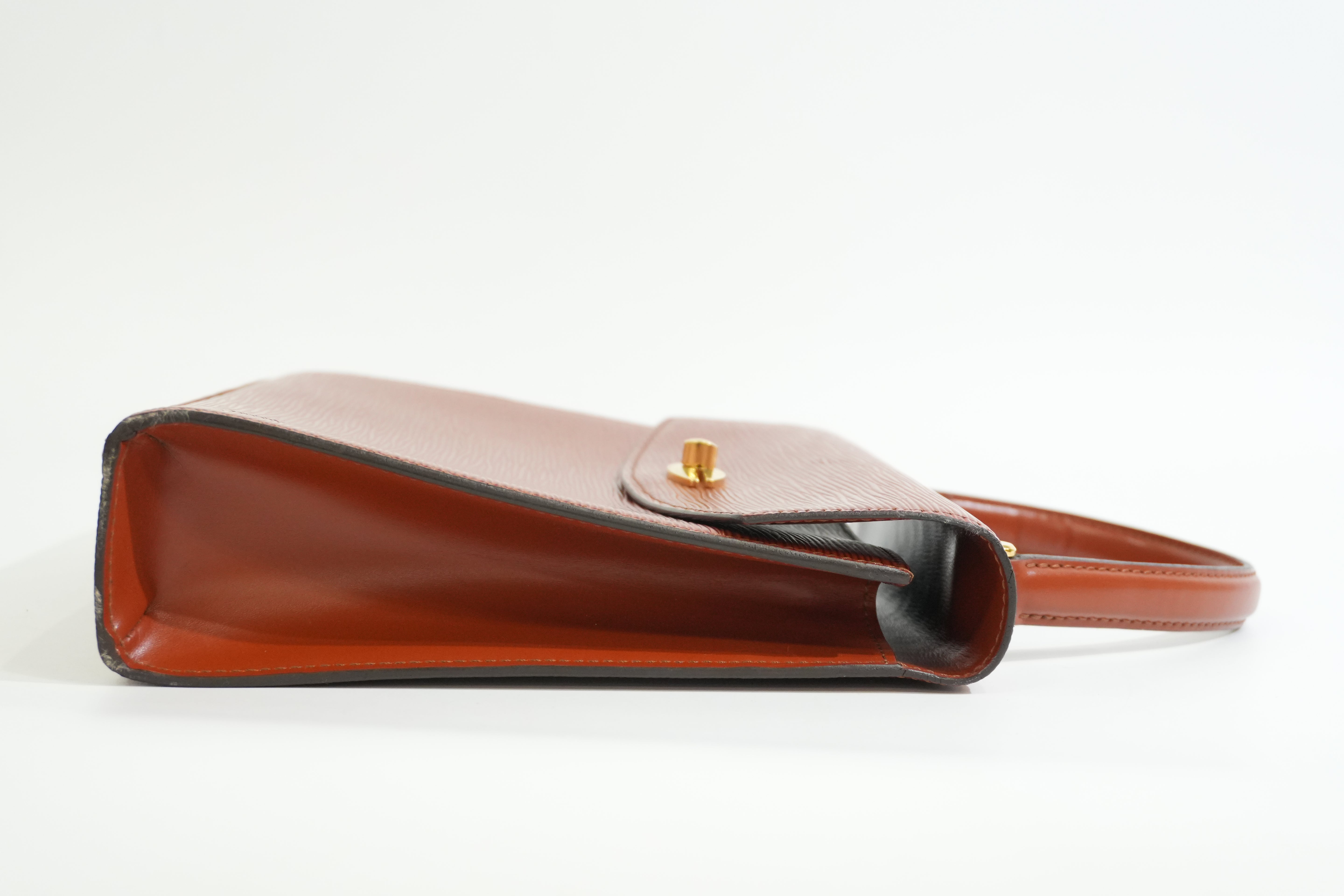 Pre-owned Louis Vuitton Epi Malesherbe Top Handle Handbag Kenya Brown