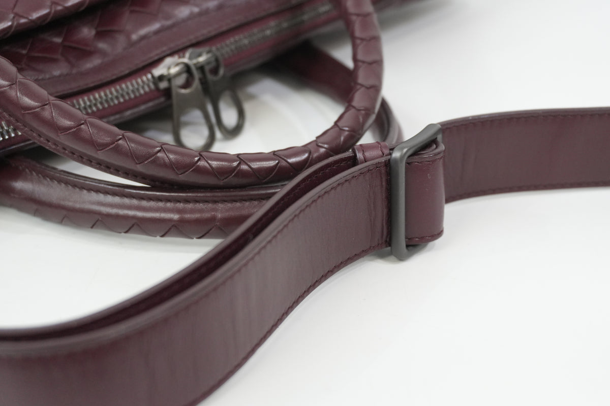 Pre-Owned Bottega Veneta Two-Way Intrecciato Briefcase Burgundy
