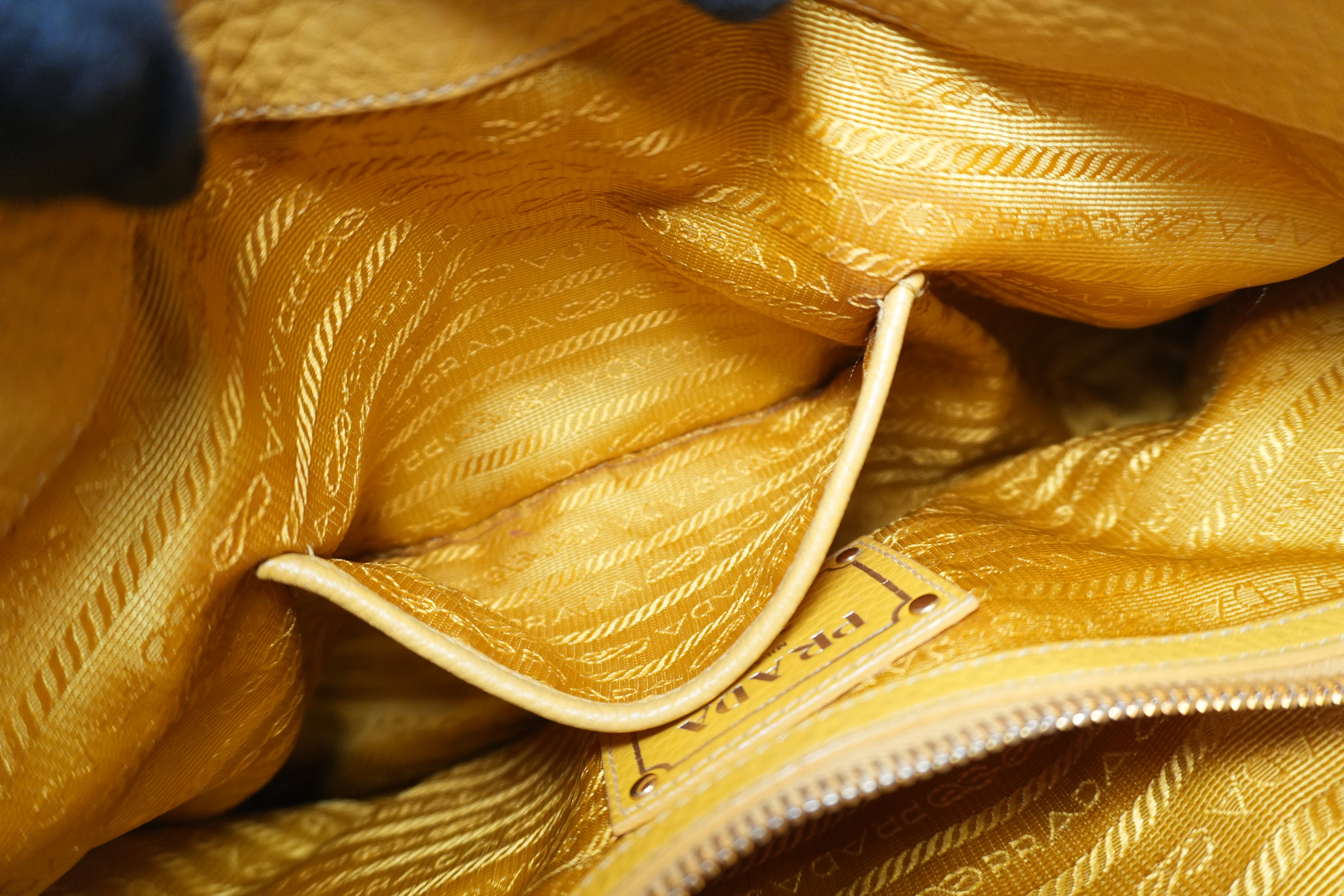 Pre-owned Prada Leather Two Way Shoulder Bag Yellow