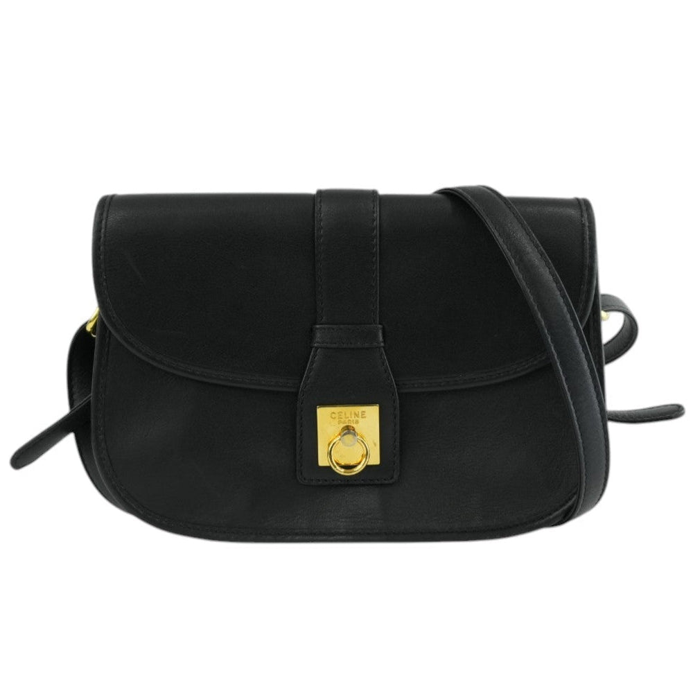 Celine Shoulder Bag Black Leather Used