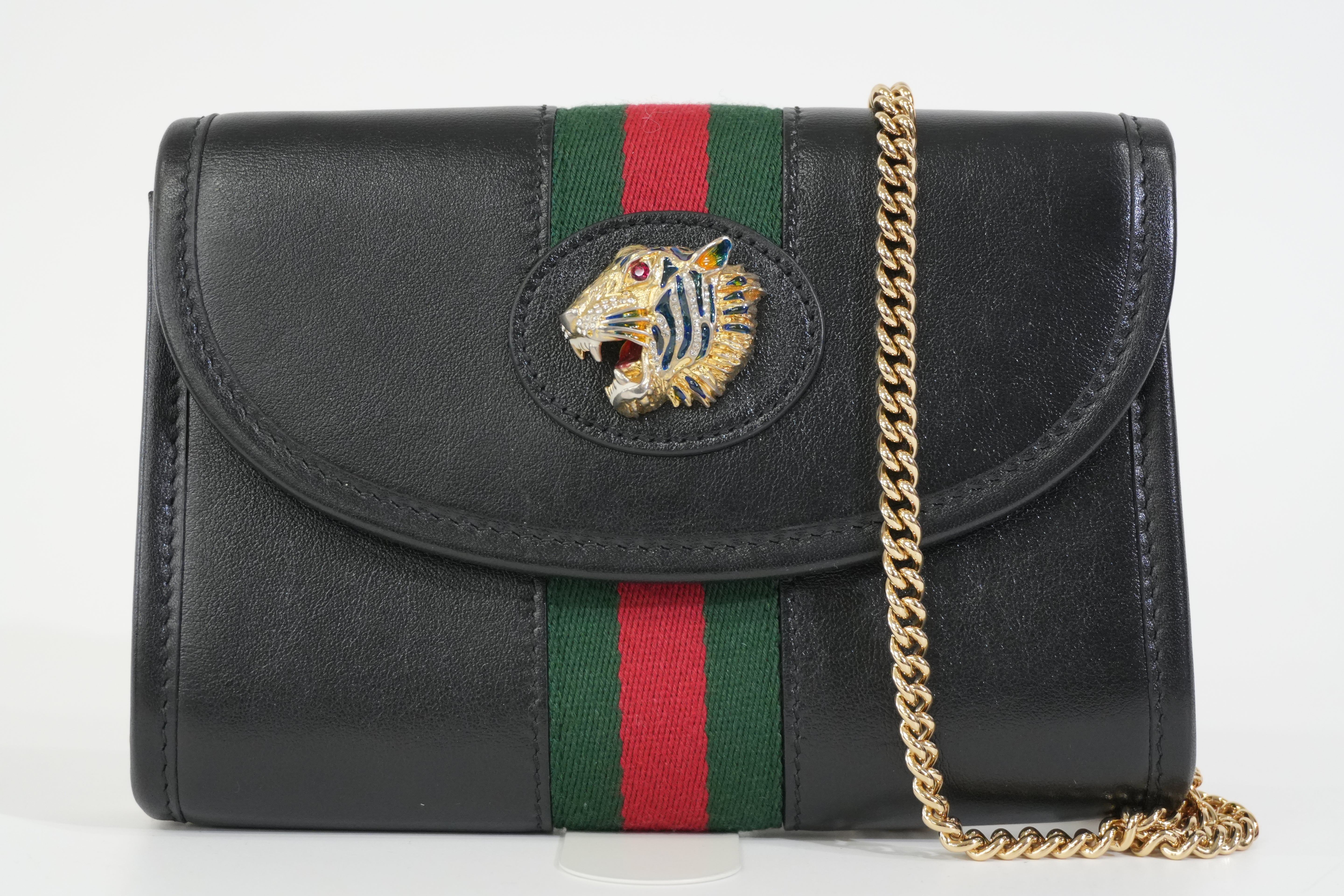 Pre-owned Gucci Rajah Mini Shoulder Bag Black