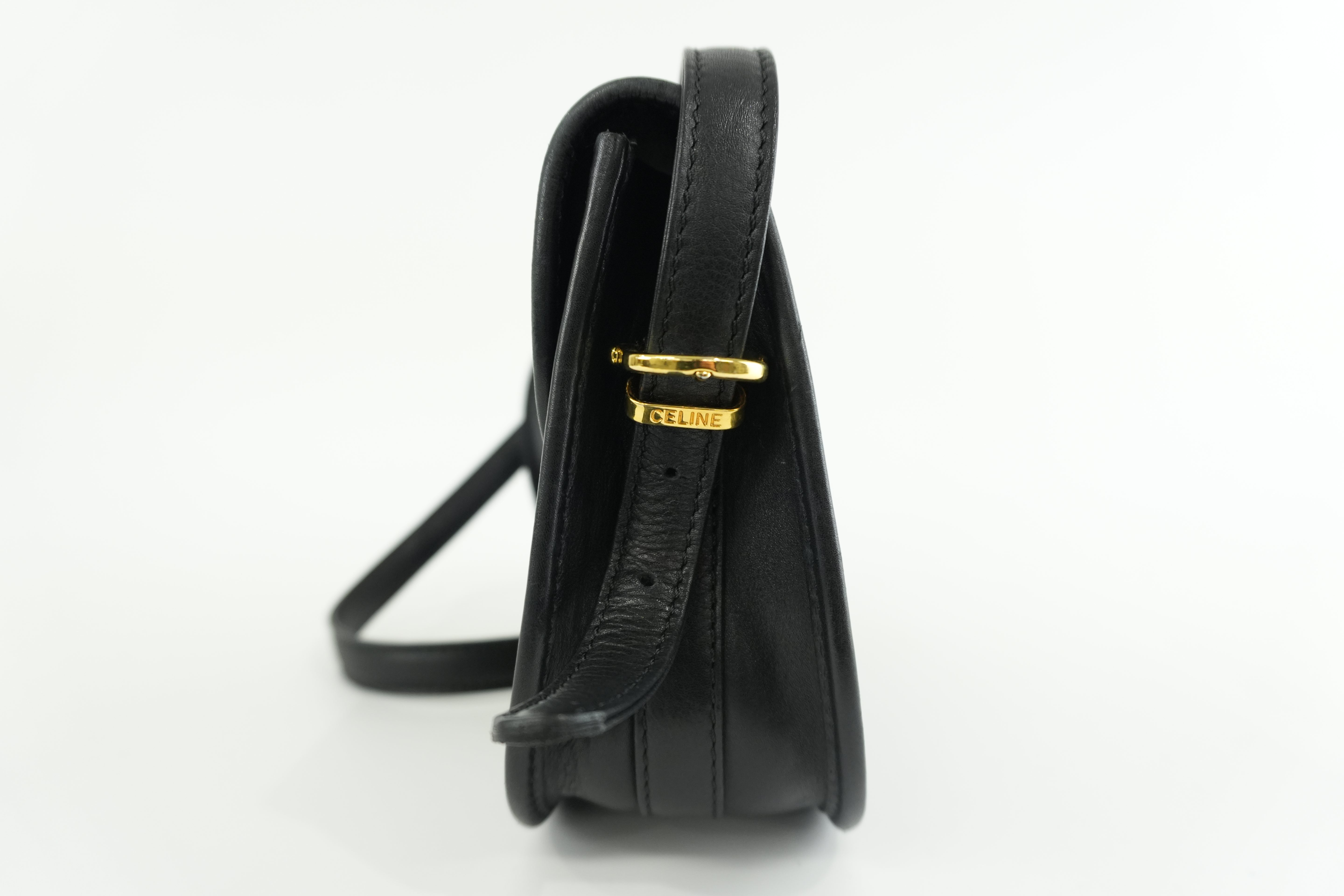 Celine Shoulder Bag Black Leather Used