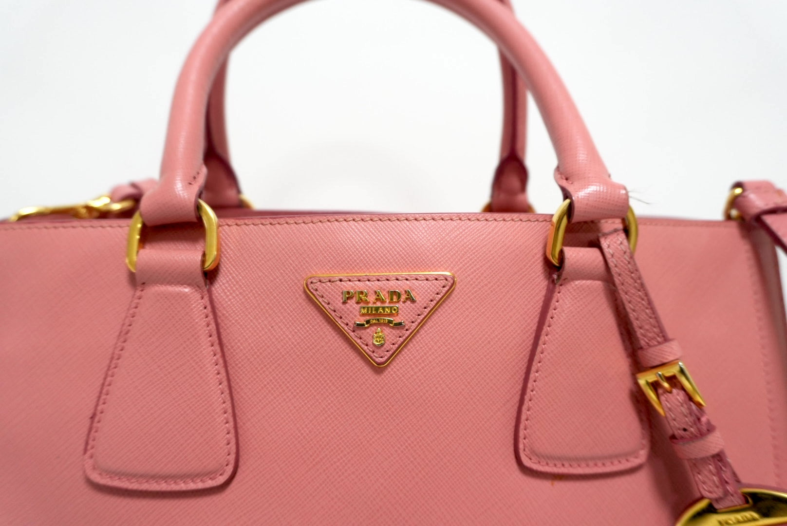 Prada Galleria Saffiano Two Way Rosa e Bianco Usato