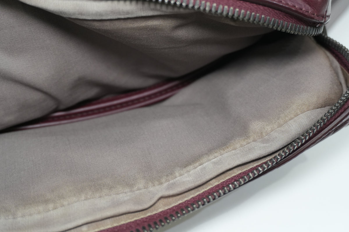 Pre-Owned Bottega Veneta Two-Way Intrecciato Briefcase Burgundy
