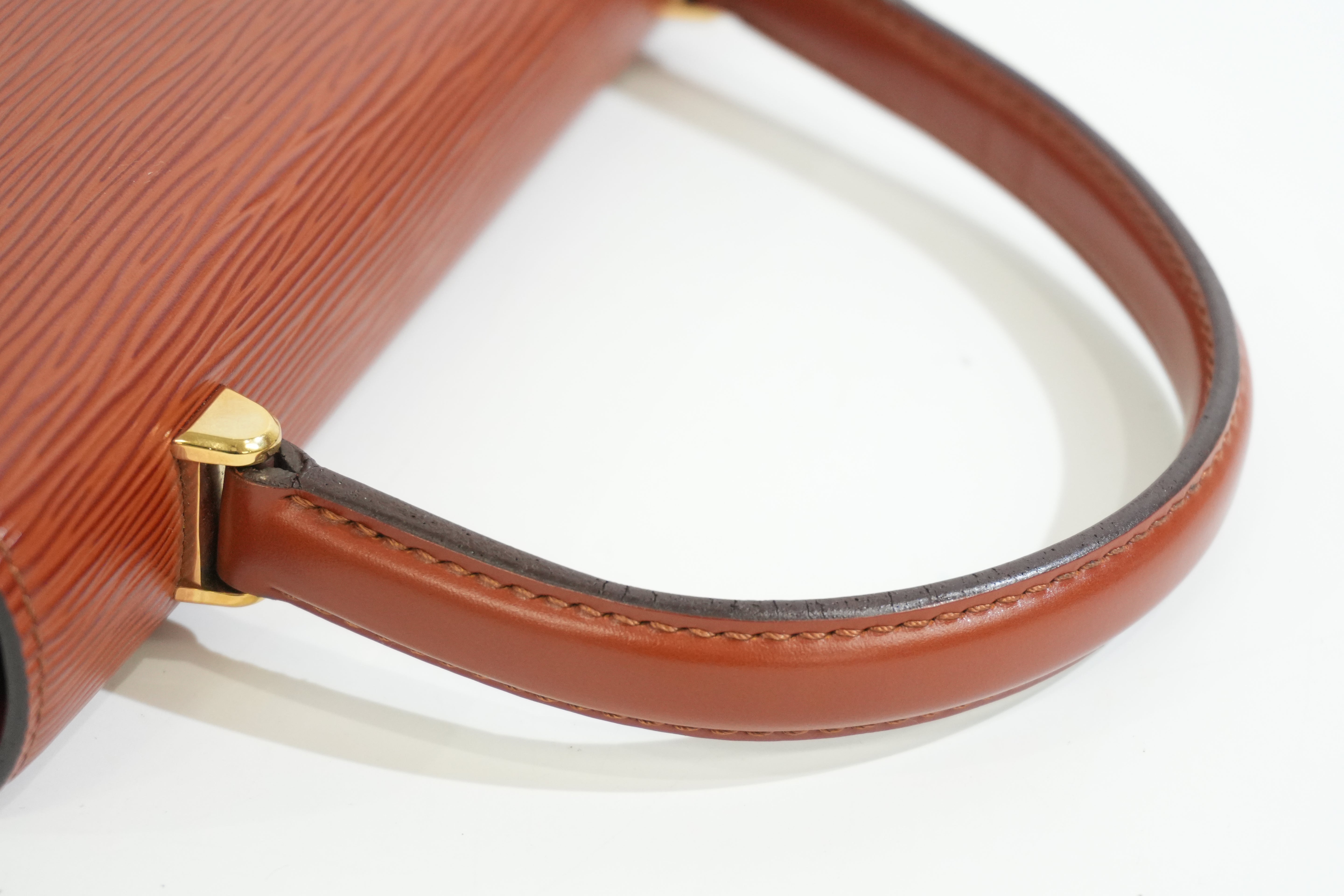 Pre-owned Louis Vuitton Epi Malesherbe Top Handle Handbag Kenya Brown