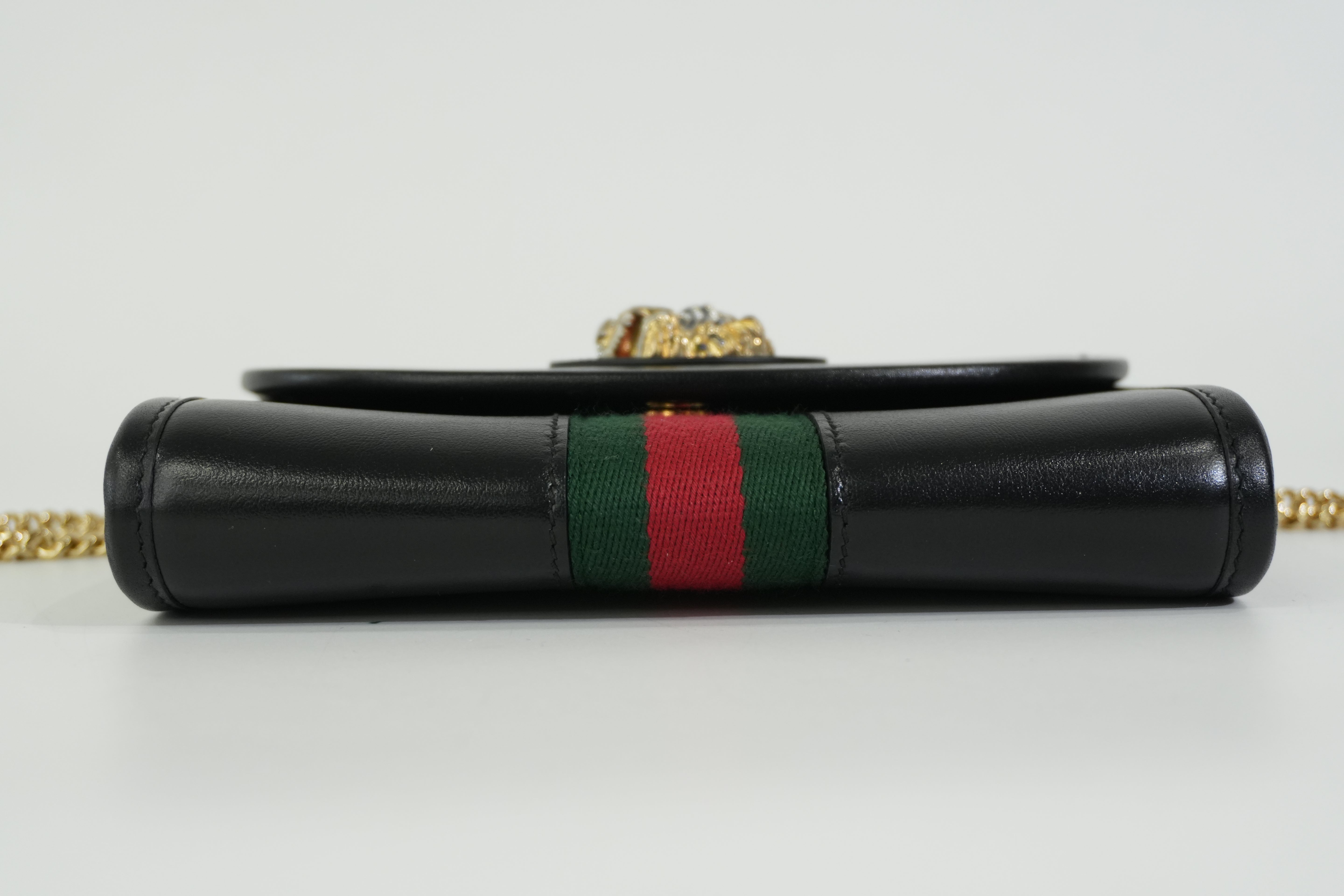 Pre-owned Gucci Rajah Mini Shoulder Bag Black