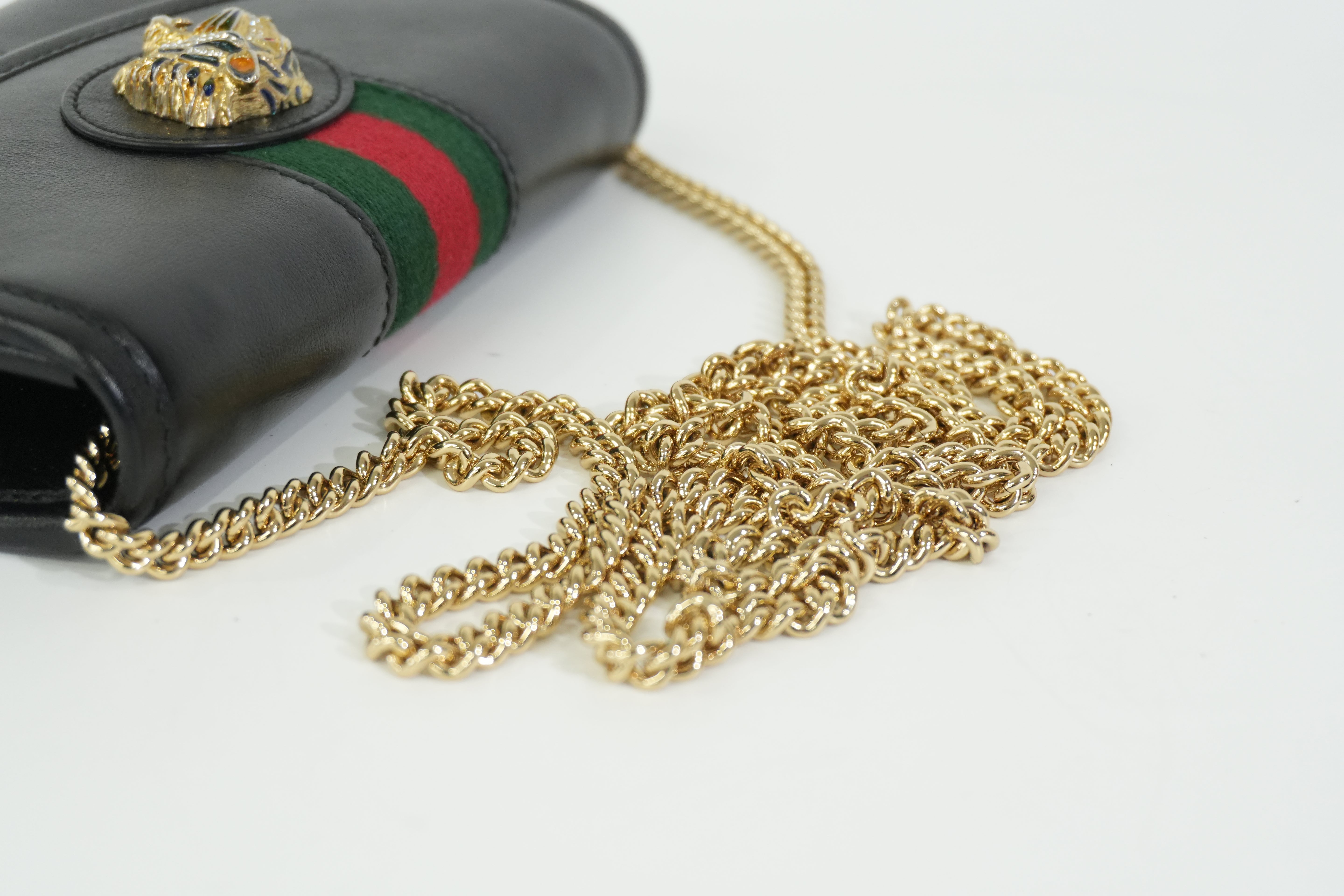 Pre-owned Gucci Rajah Mini Shoulder Bag Black