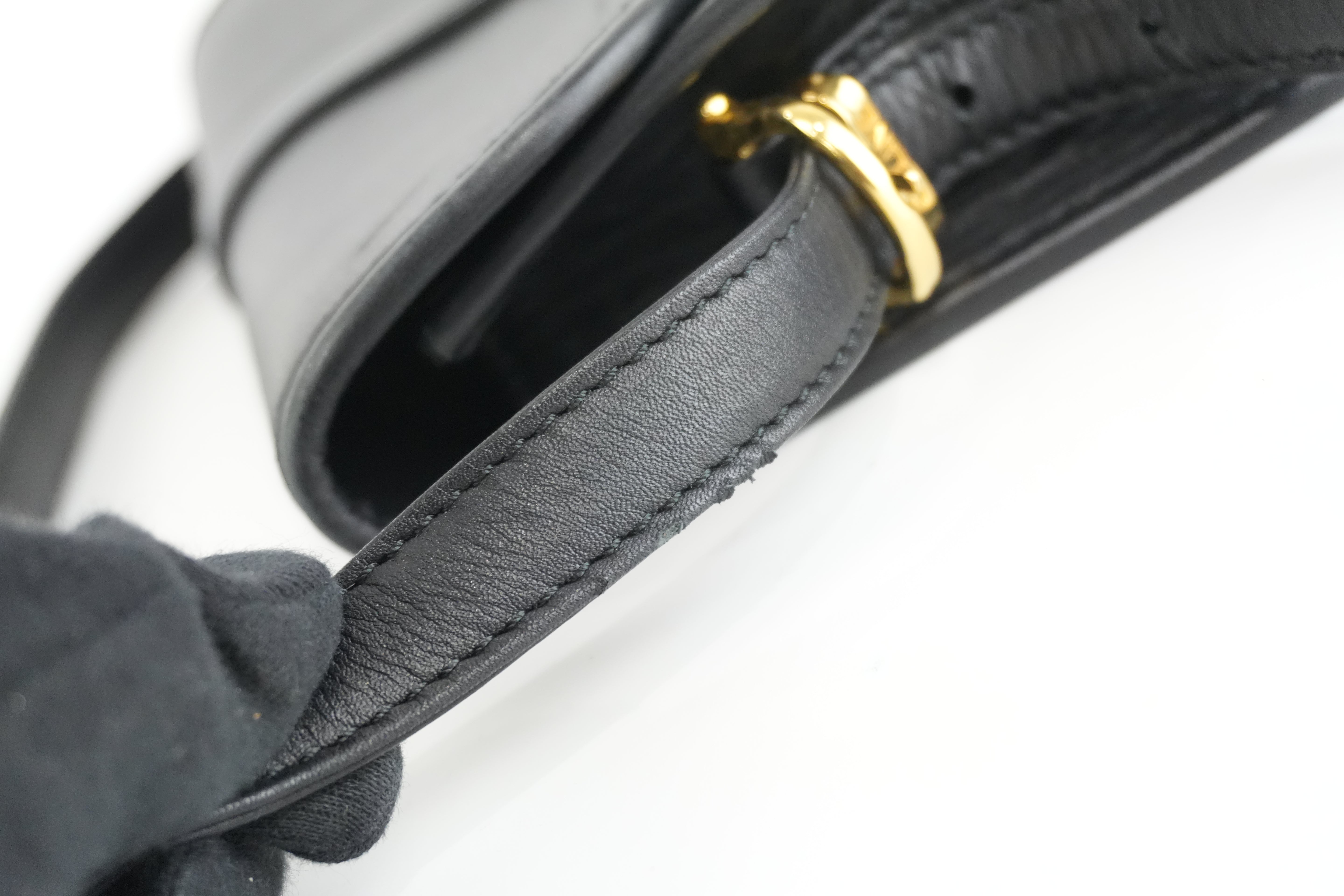 Celine Shoulder Bag Black Leather Used