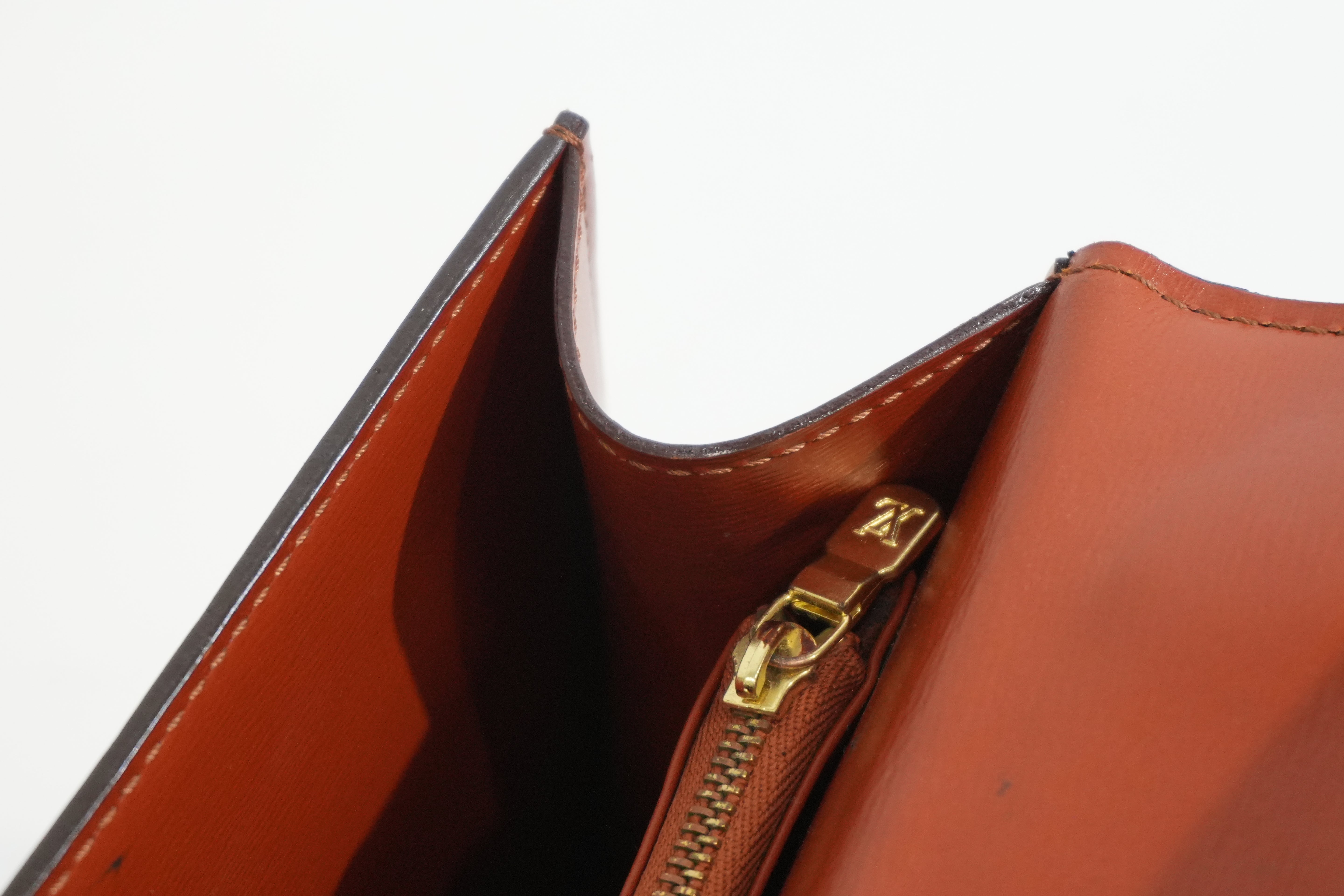 Pre-owned Louis Vuitton Epi Malesherbe Top Handle Handbag Kenya Brown