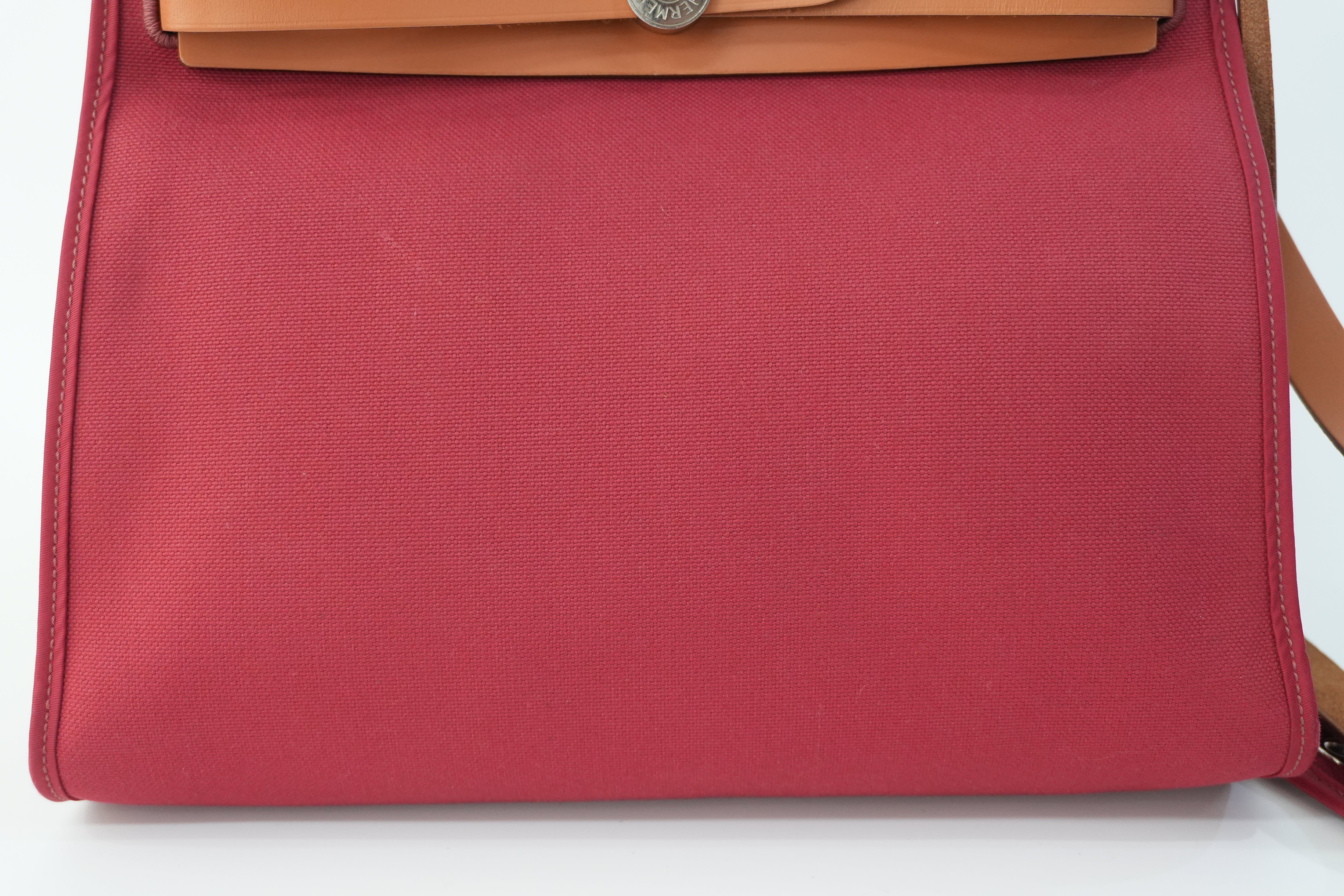 Pre-owned Hermes Canvas Herzip Tote Bag Red Orange