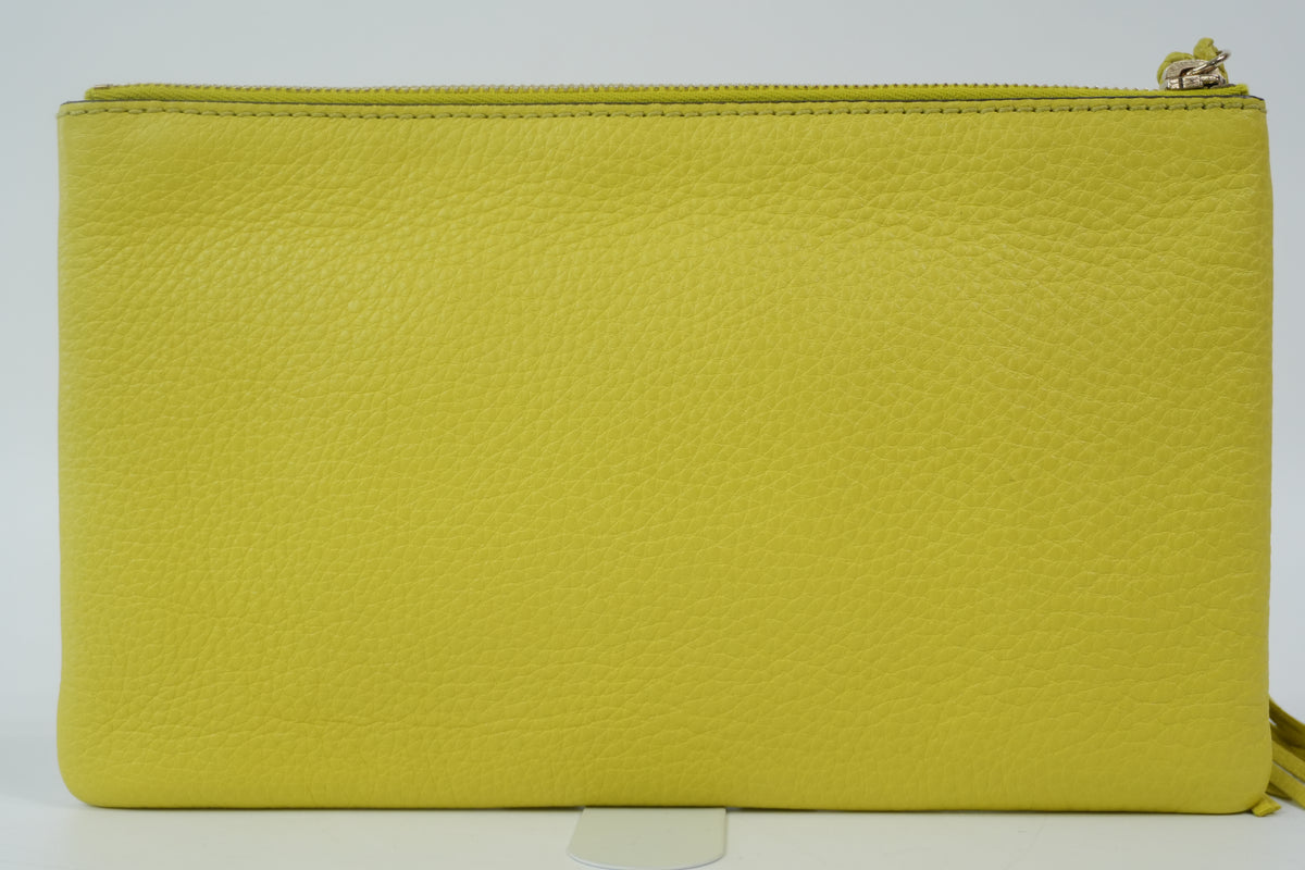 Pre-owned Gucci Bamboo Clutch Neon Green